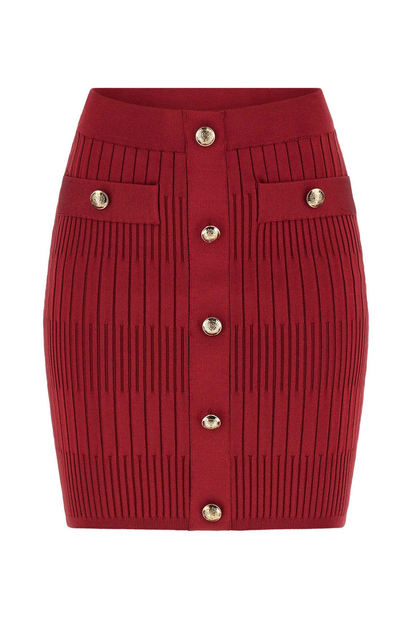 JANET RIBBED SKIRT S DARK JAM RED 4