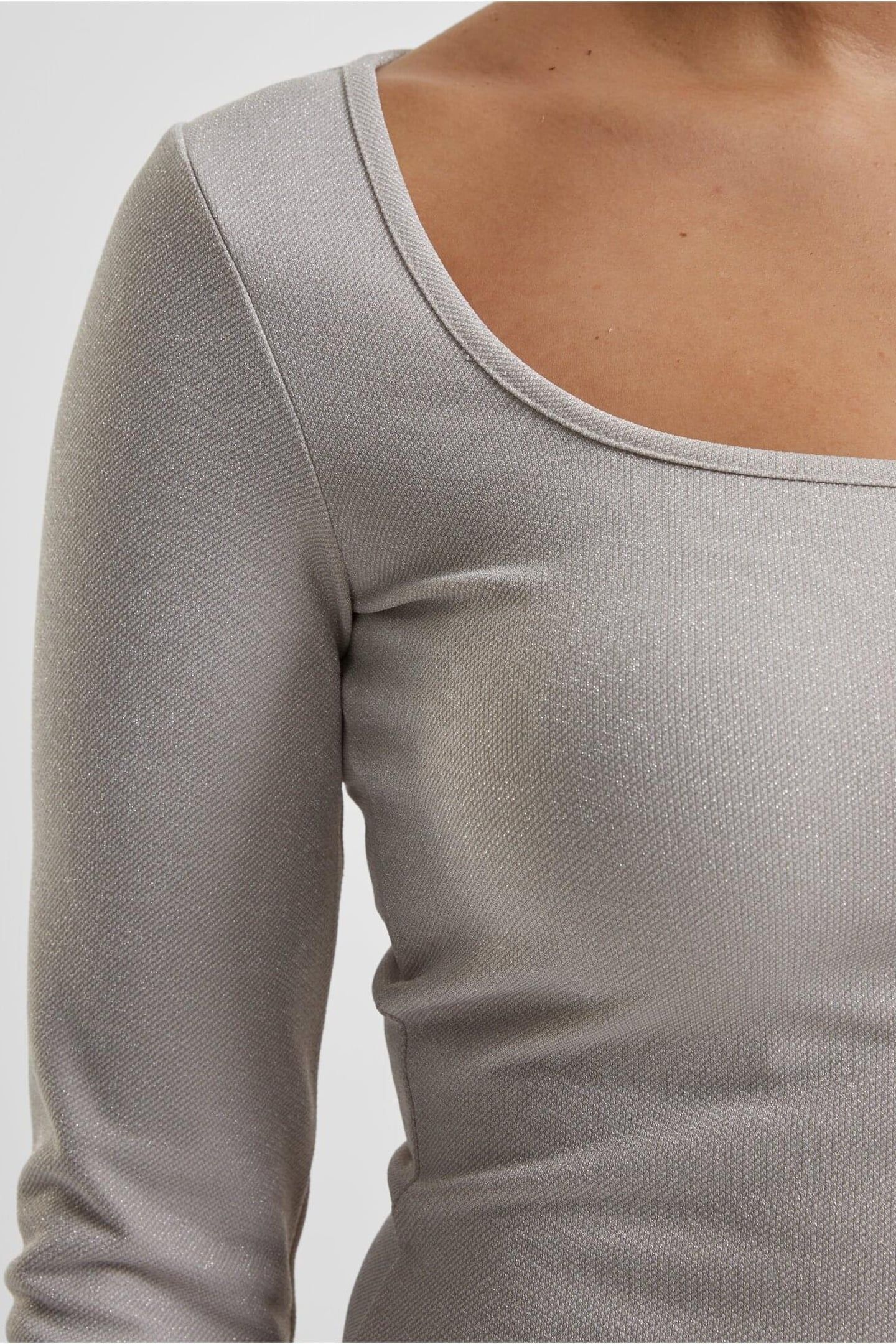 LADIES GLITTER SQUARE NECK LONGSLEEVE WHITESAND 8
