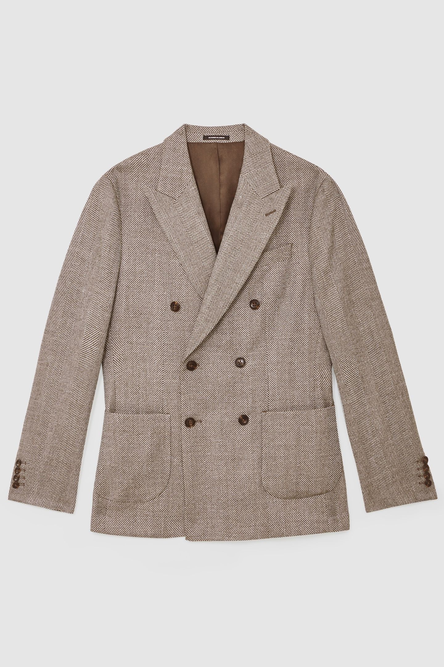 DB PEAK HERRINGBONE TEXTURED BLAZER BROWN 4