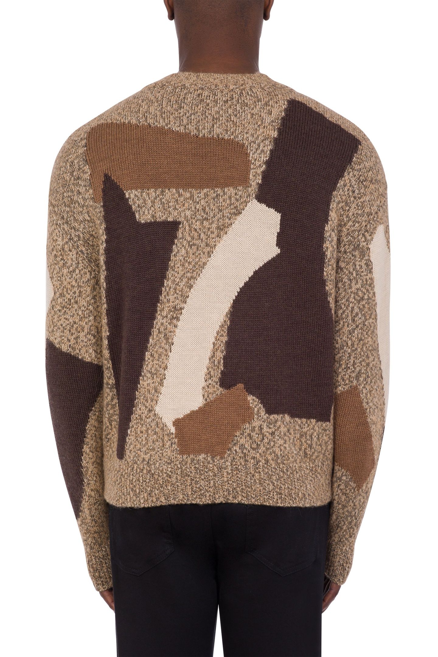 PATCHWORK ALPACA AND COTTON PULLOVER BEIGE 2