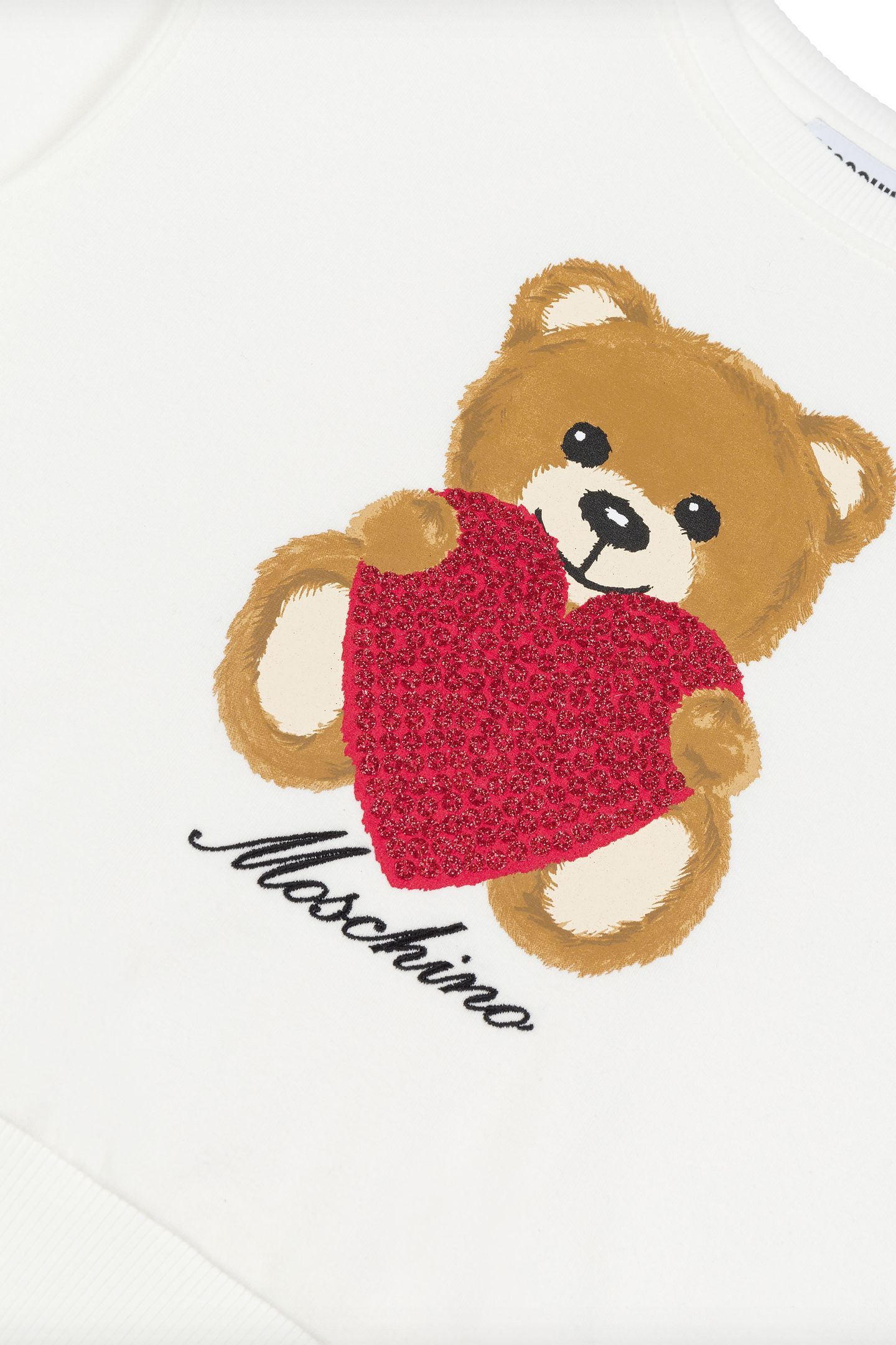 GIRL'S HEART TEDDY BEAR COTTON SWEATSHIRT WHITE 3