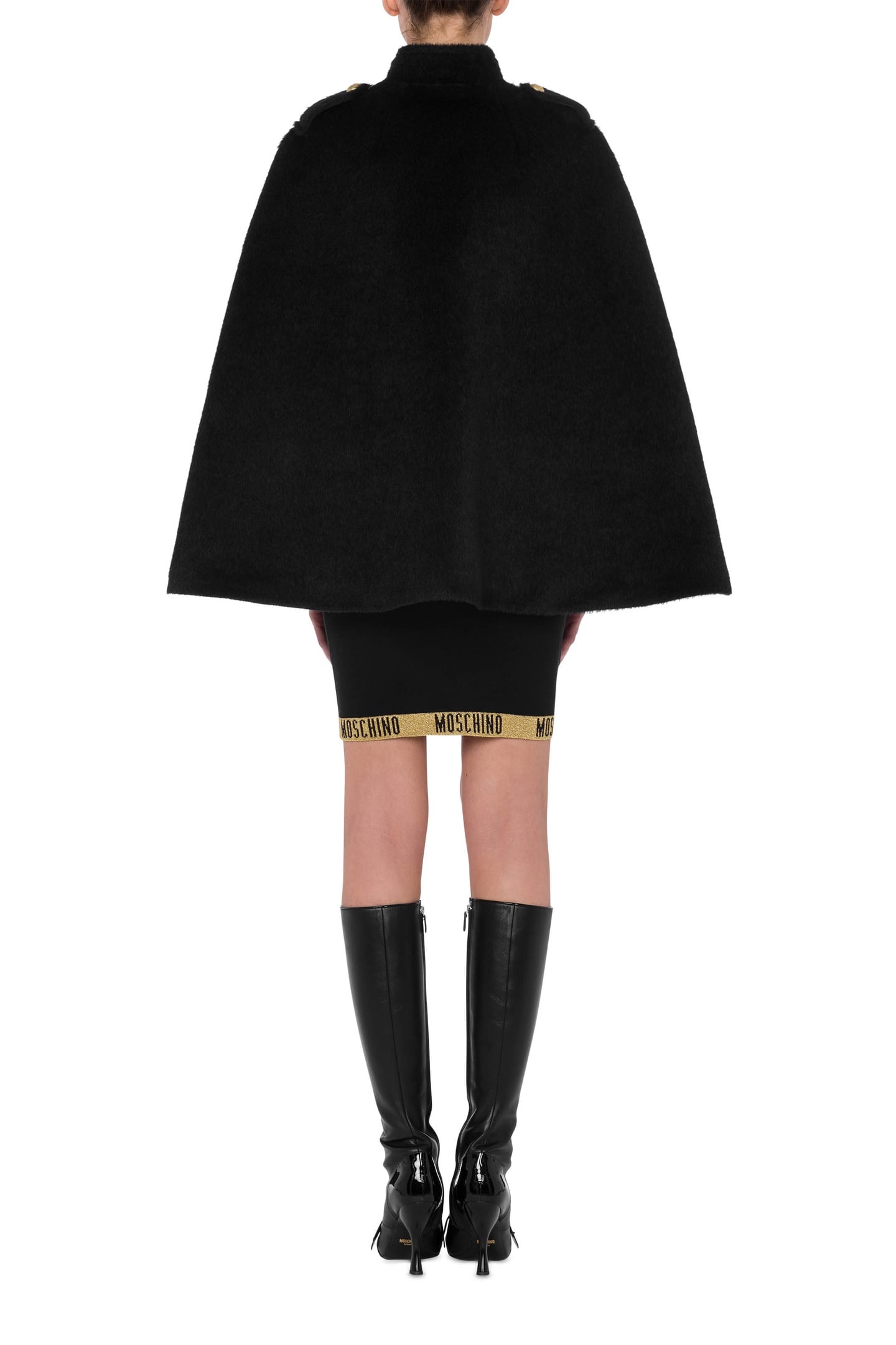 WOOL CLOTH CAPE MILITARY DETAILS BLACK 2