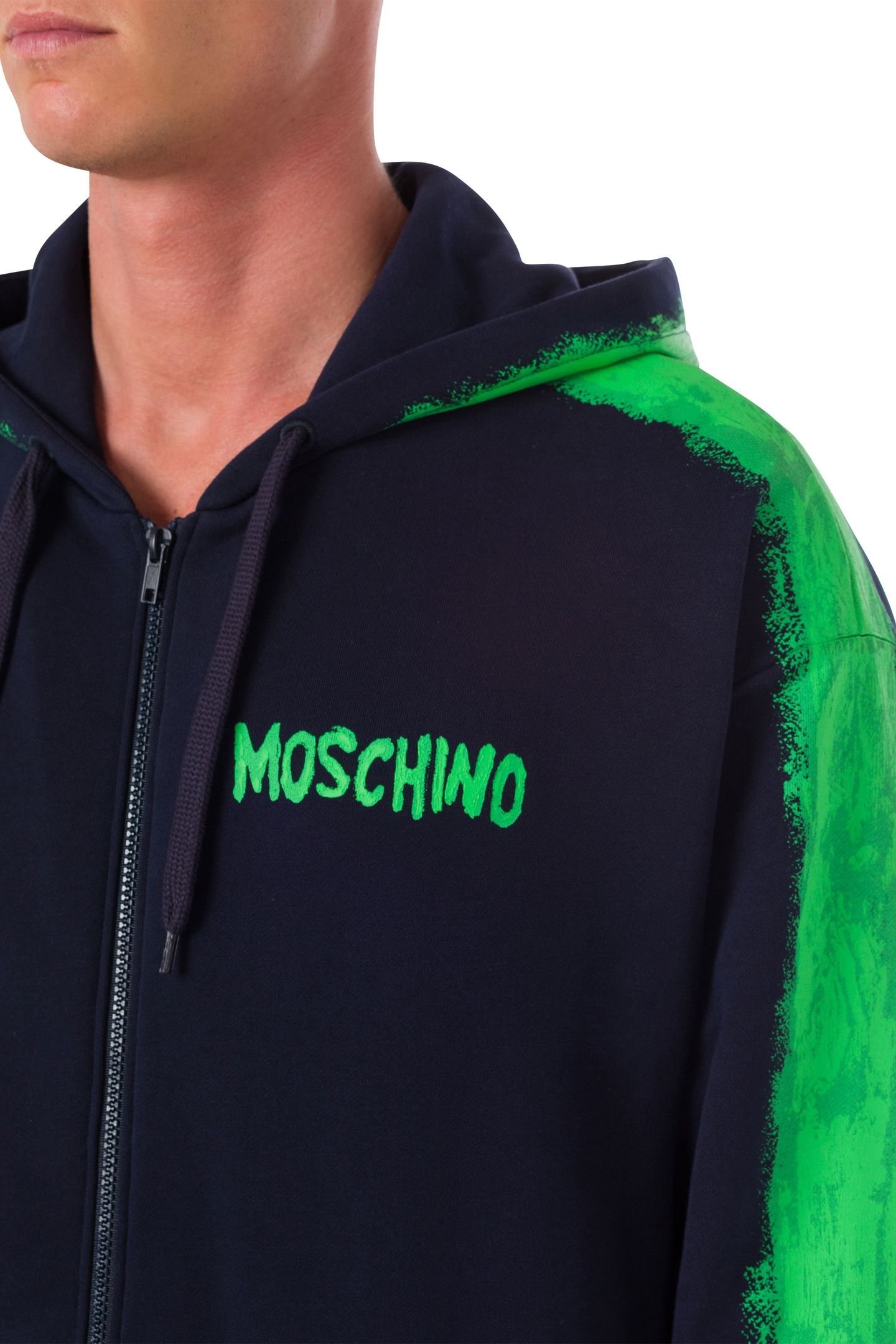 MOSCHINO PAINT ZIP-UP SWEATSHIRT BLUE 4