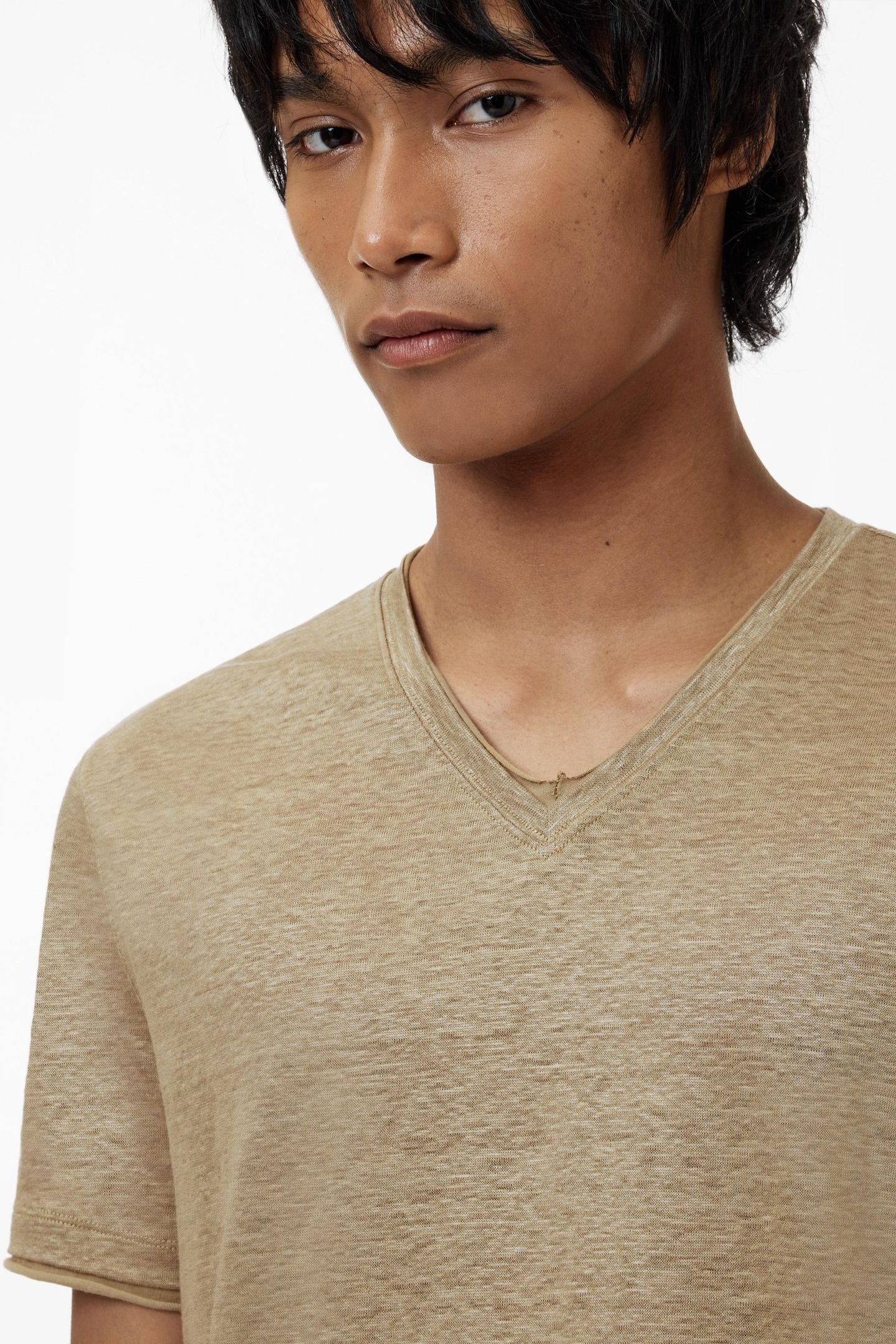 WOOSTER SLIM FIT SS LINENV-NECK TWIG 3