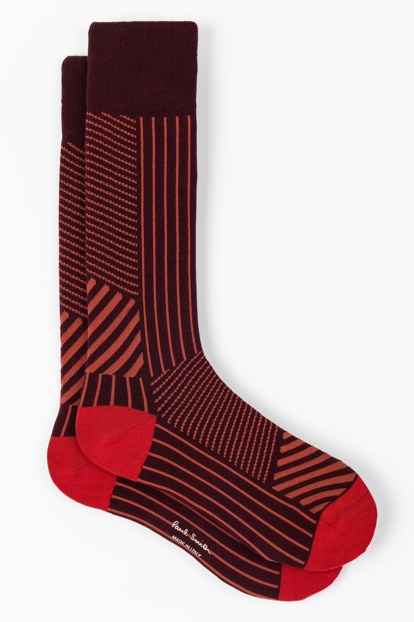 MEN SOCK GORDON STRIPE BURGUNDY/ BORDE 6