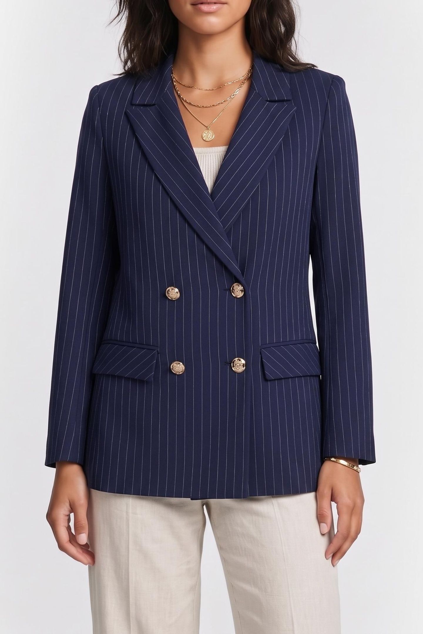 SIDNEY BLAZER NAVY PINSTRIPE WHITE 1