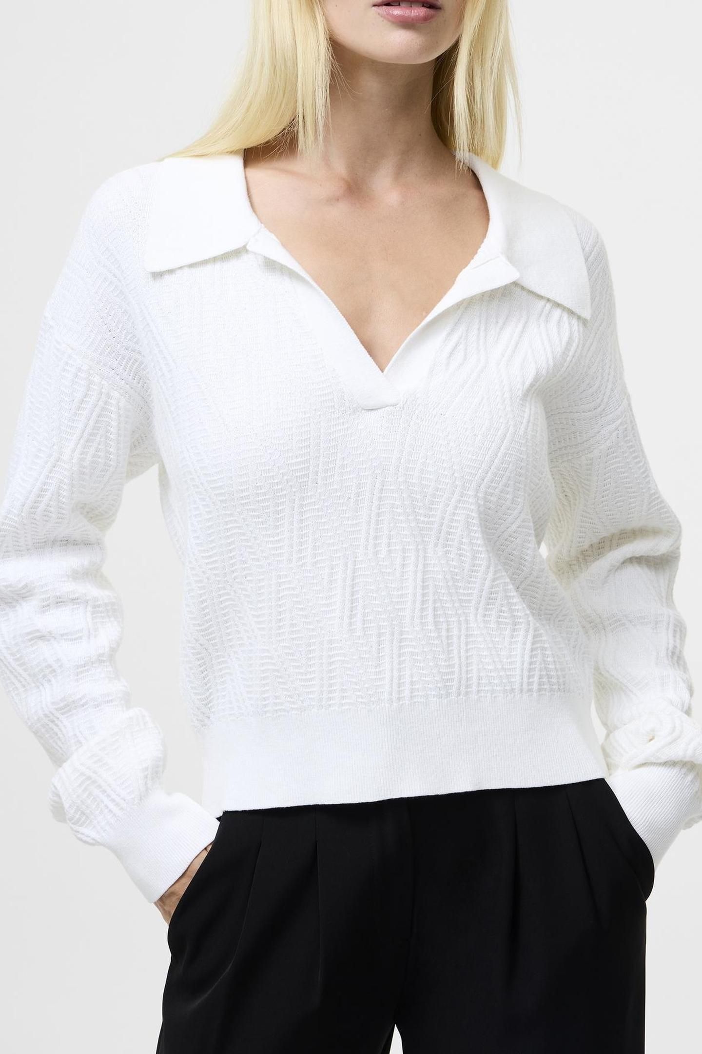 LILY MOZART COLLARED JUMPER LINEN WHITE 1