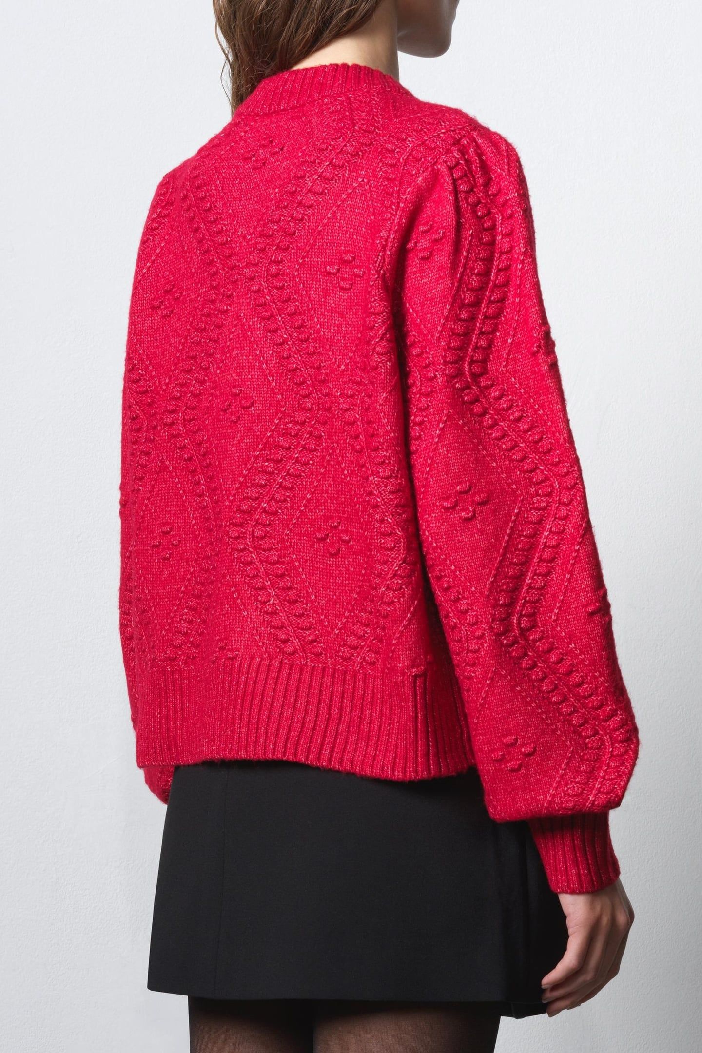 KITTY BOBBLE BOW CARDIGAN LIPSTICK RED/BLACK 3