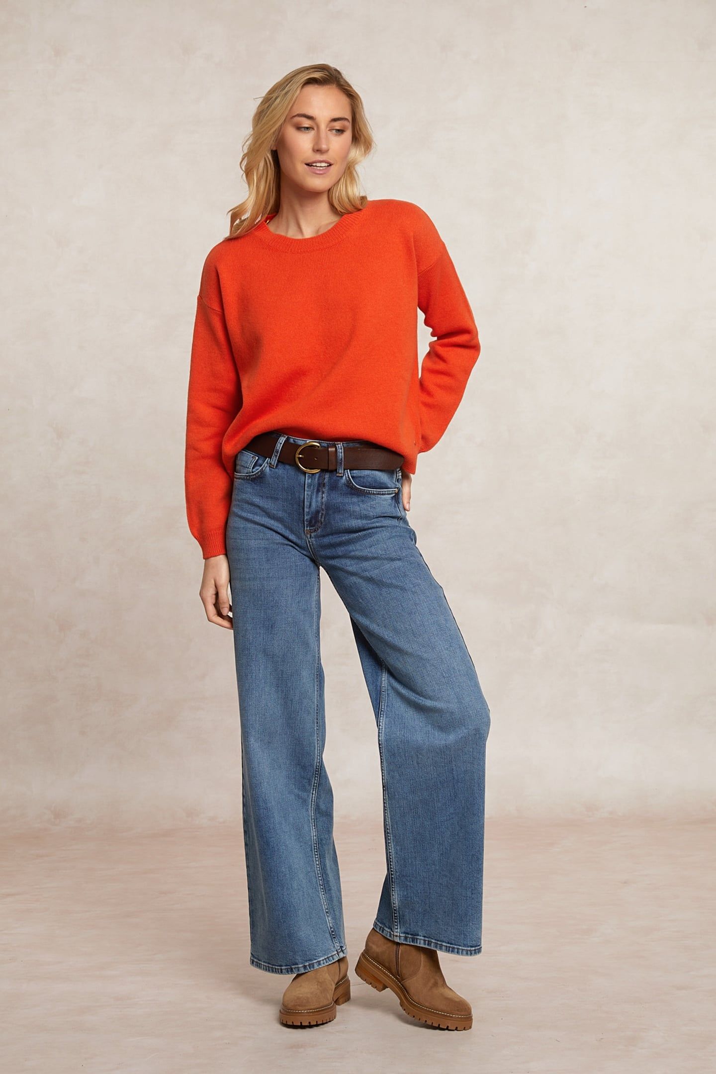 LAMBSWOOLEN CREW NECK SWEATER ORANGE 1