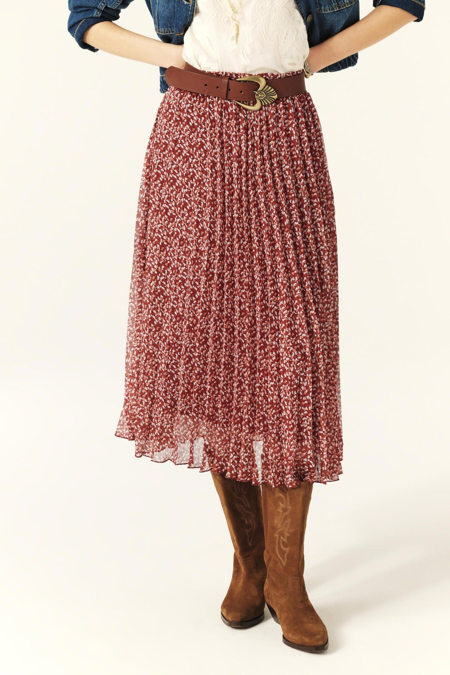 MID-LENGTH SKIRT BORDEAUX 1