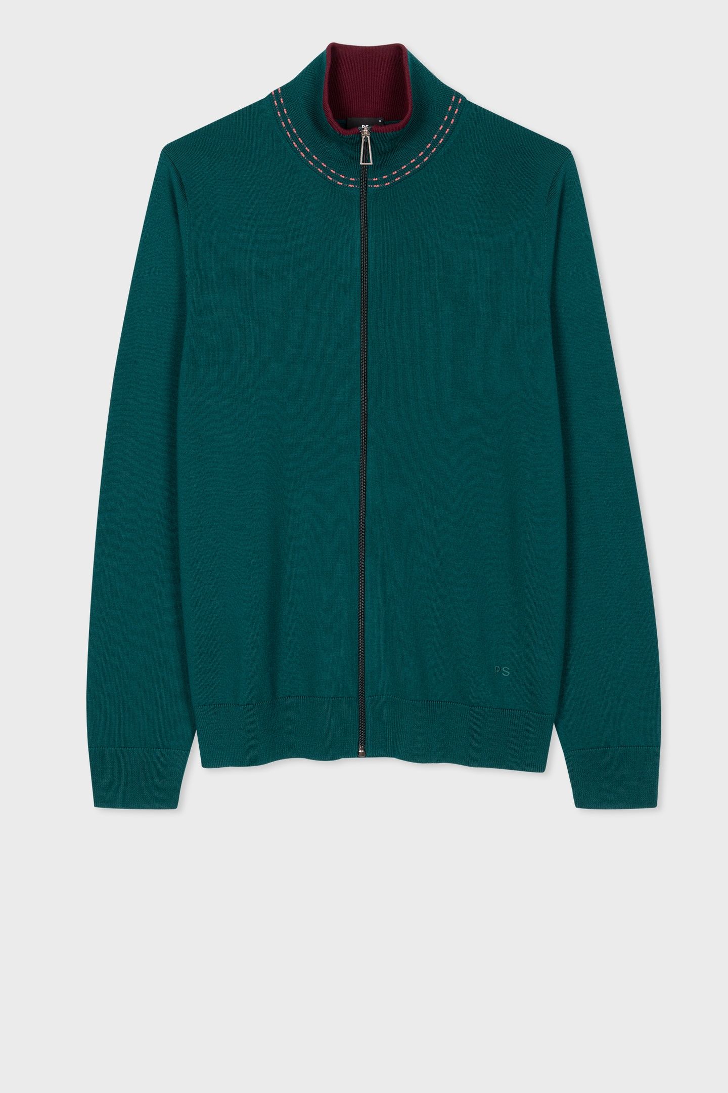 MENS CARDIGAN ZIP THRU PETROL GREEN 4