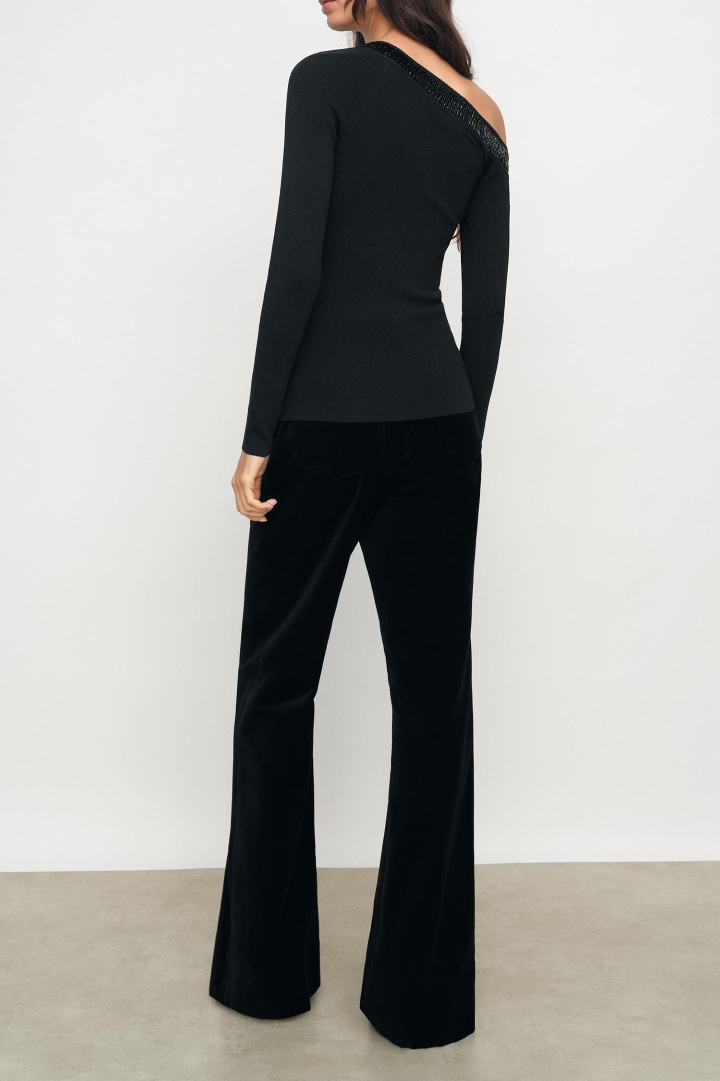 OFF SHOULDER BEADED TOP BLACK 3
