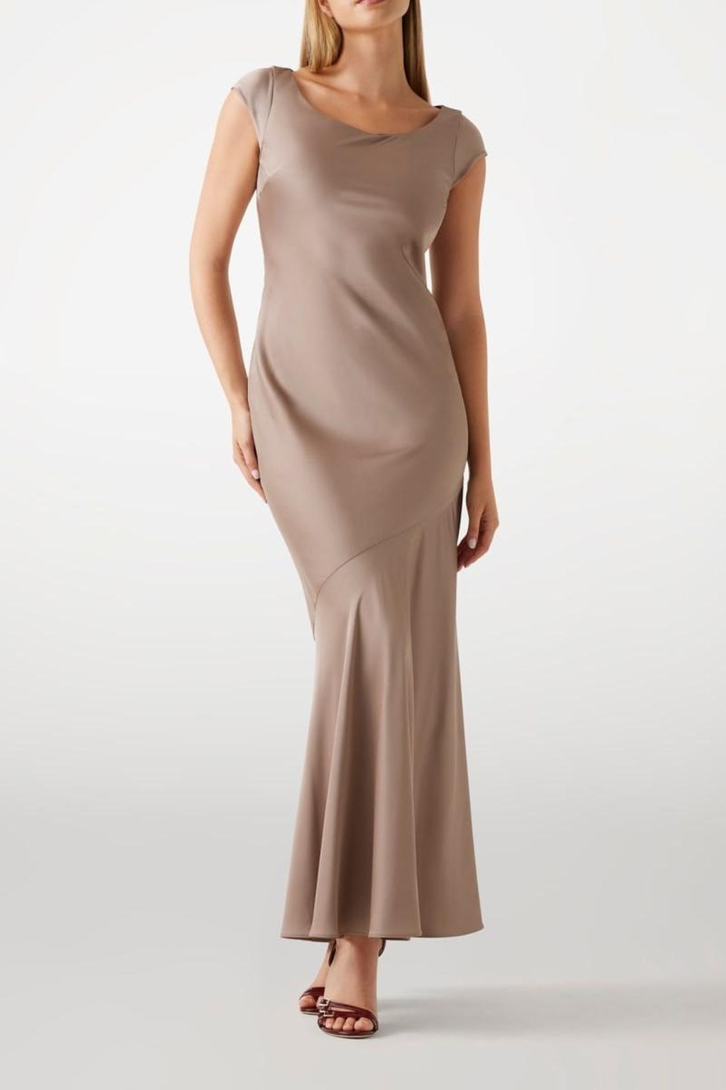SS SILVANA LONG DRES SILK TAUPE 1