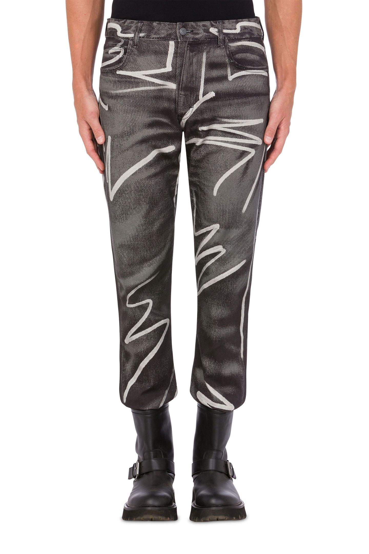 SHADOWS & SQUIGGLES COTTON BULL TROUSERS GREY 1