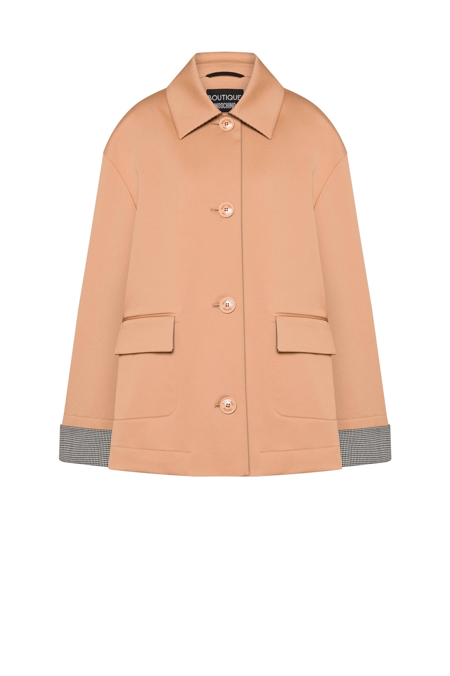 STRETCH GABARDINE JACKET WITH HOUNDSTOOTH DETAILS BEIGE 3