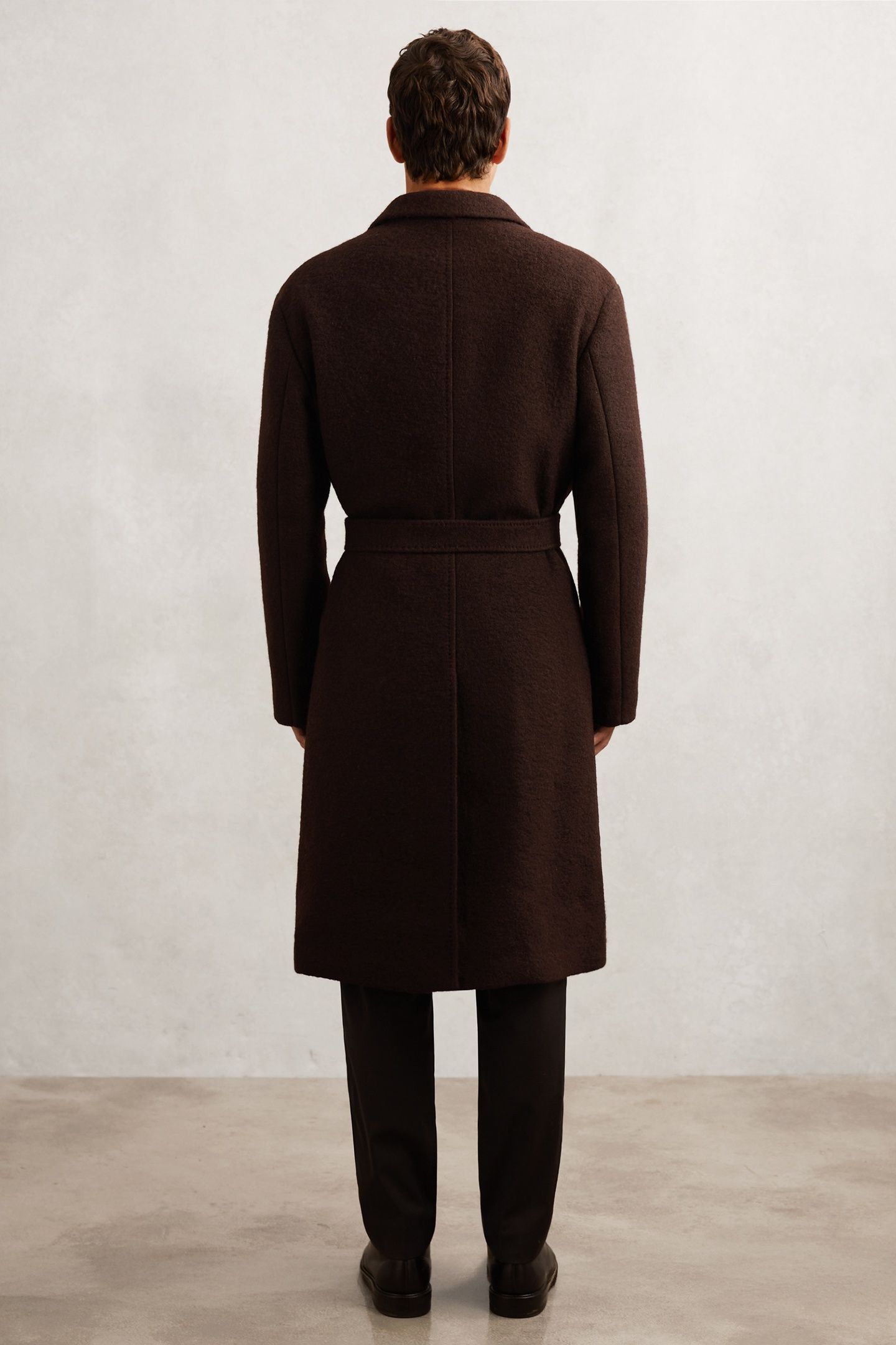 LS BOUCLE DB BELTED OVERCOAT CHOCOLATE BROWN 2
