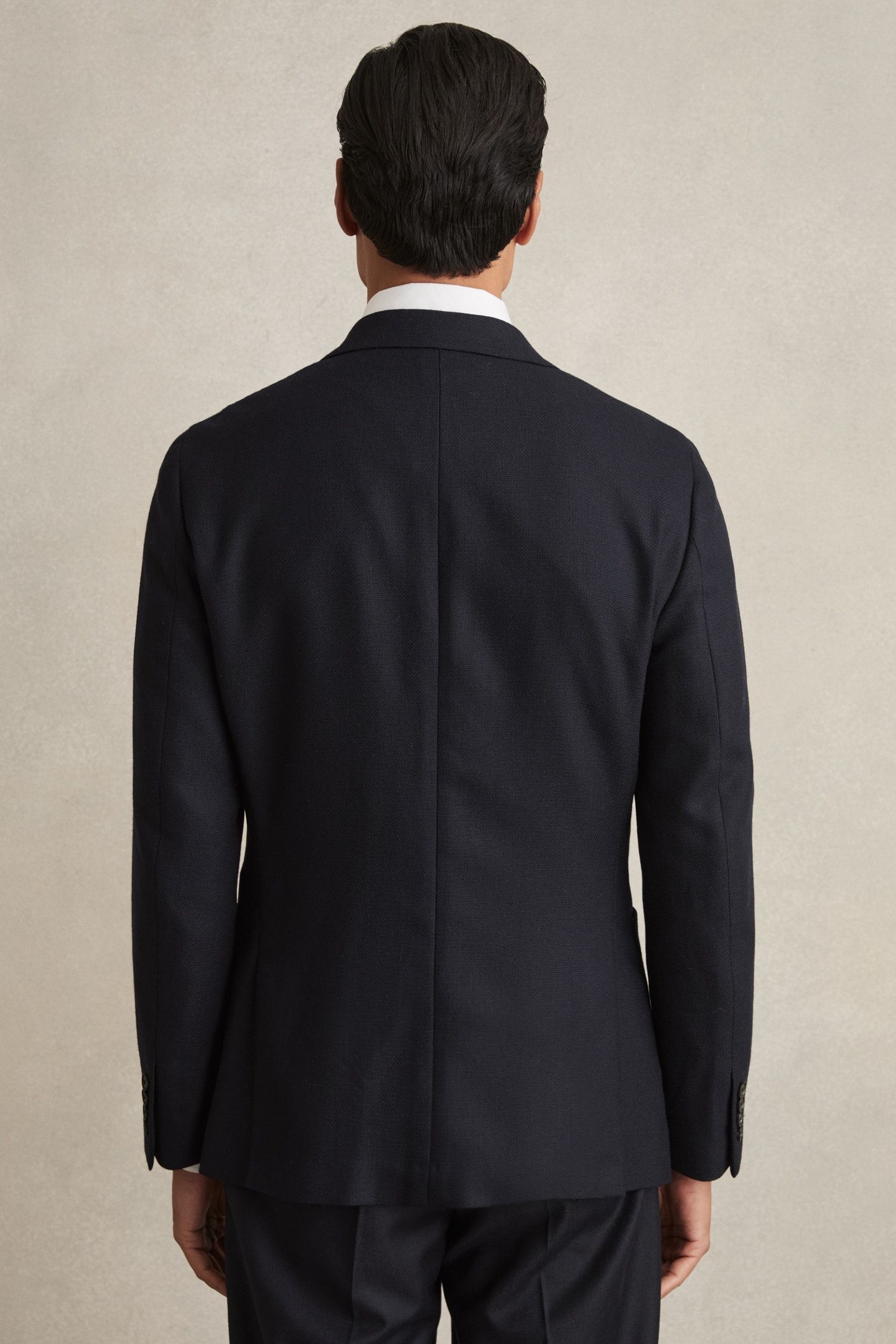 DB PEAK TEXTURED WEAVE BLAZER NAVY 2