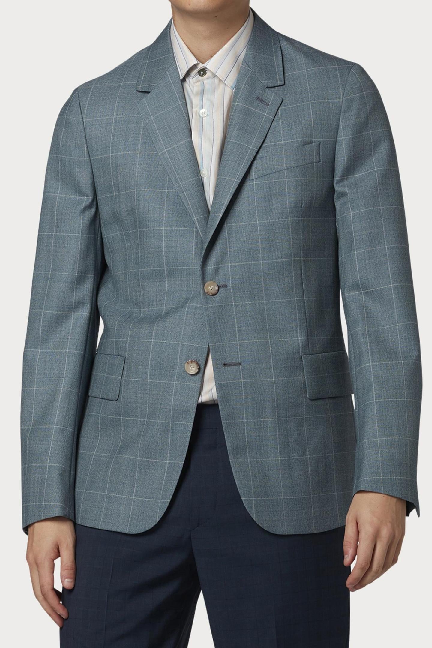 MENS 2 BUTTON JACKET PETROL BLUE 1