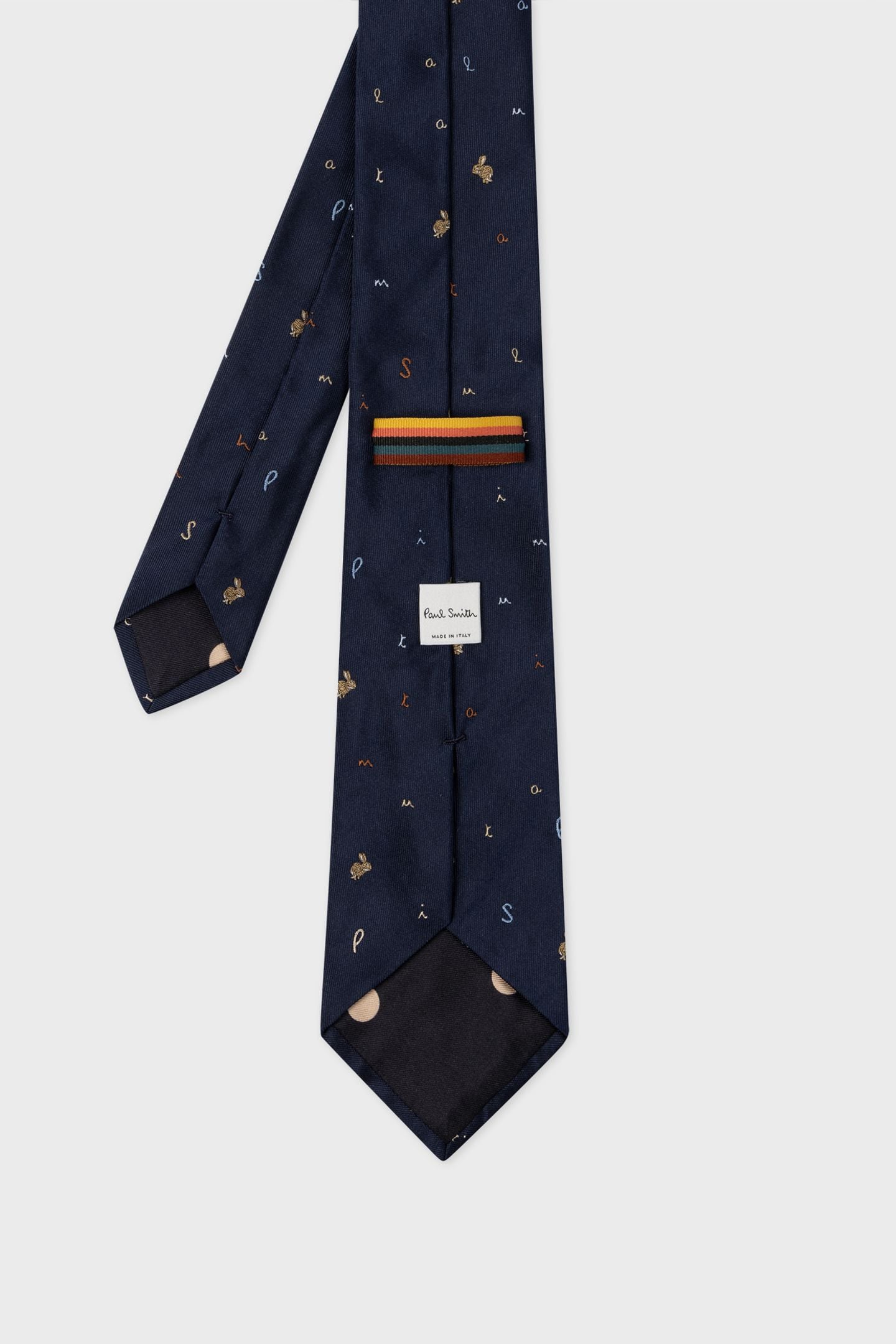 MEN TIE RABBIT LETTERS NAVY 2