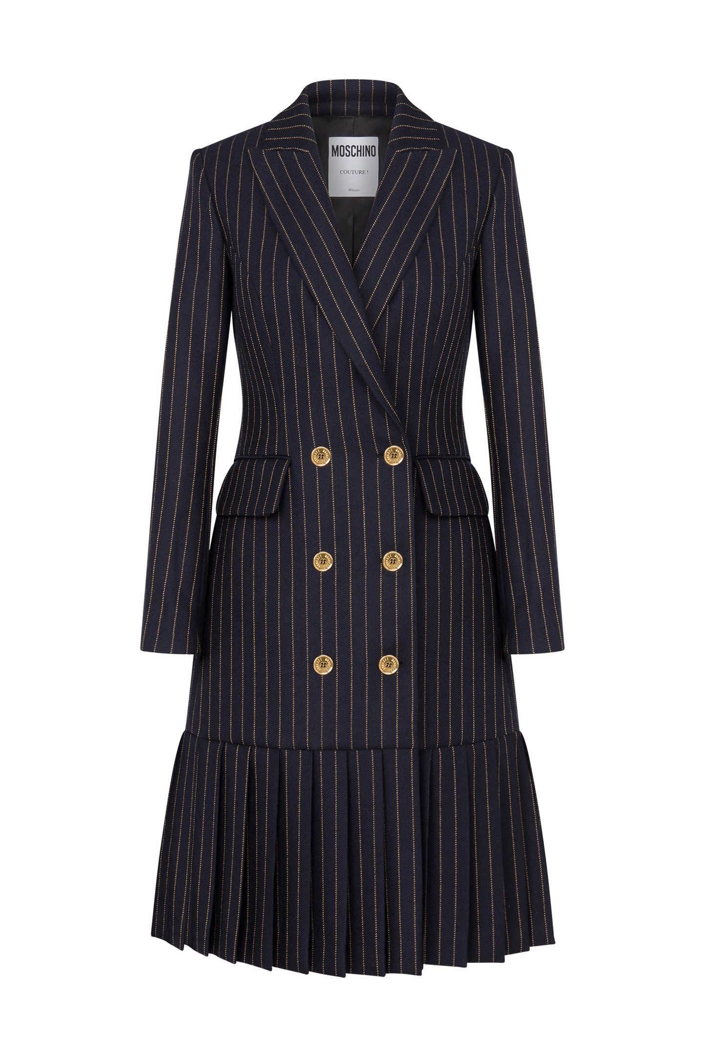 PINSTRIPE ROBE MANTEAU DRESS BLUE 3