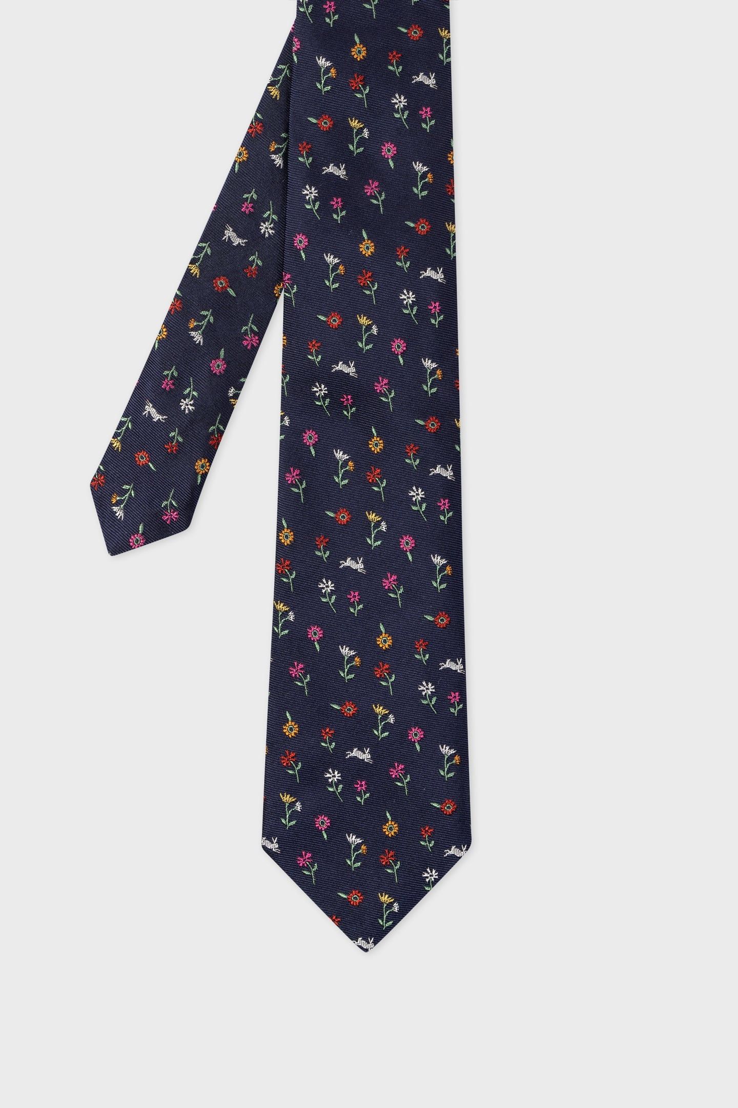 MEN TIE FLORAL RABBIT NAVY 5