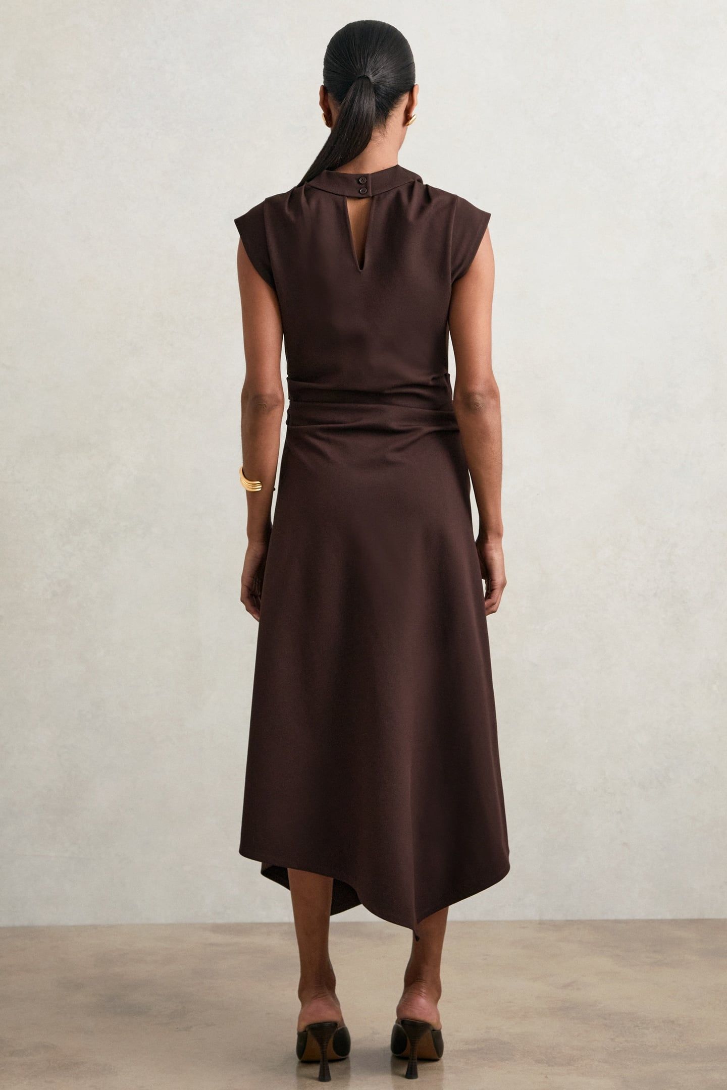 TWILL JERSEY MIDI DRESS BURGUNDY 2
