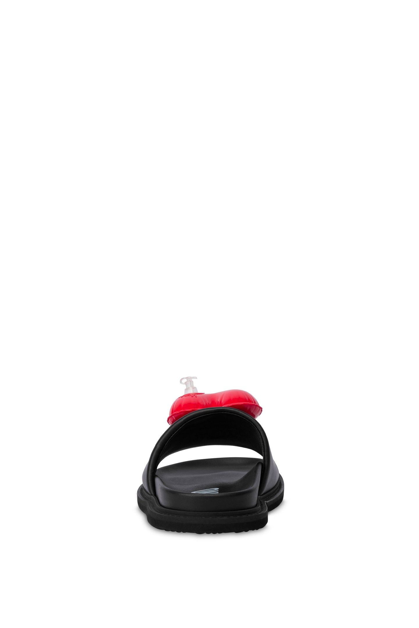 INFLATABLE HEART CALFSKIN FLAT SANDALS BLACK 3