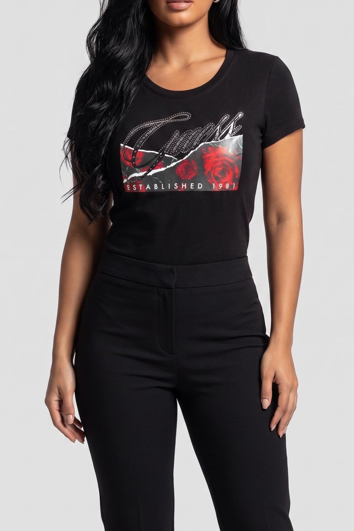 SS CN ROSES PRINT JET BLACK A996 1