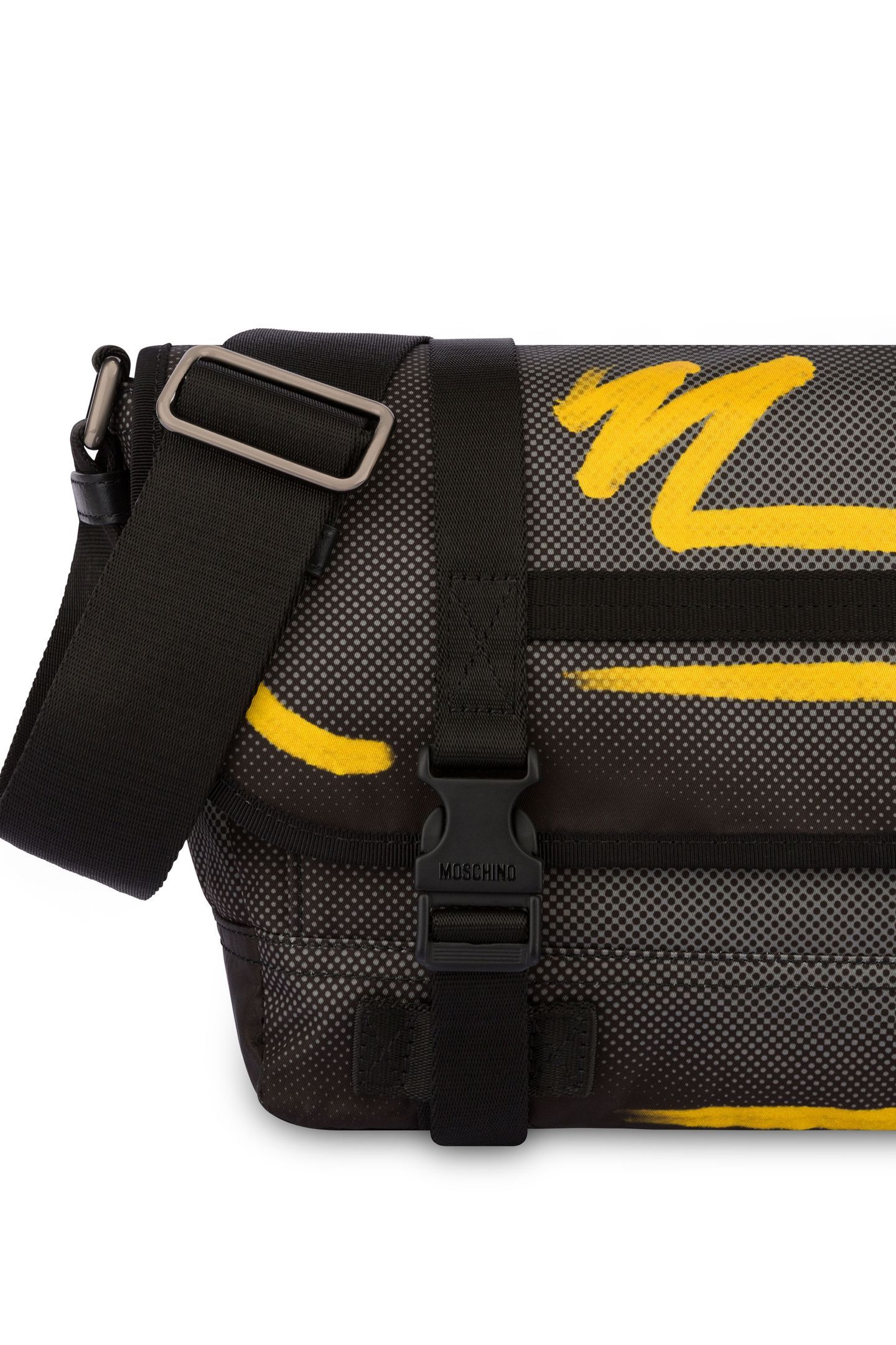 MESSENGER BAG IN NYLON SHADOWS & SQUIGGLES GREY 4