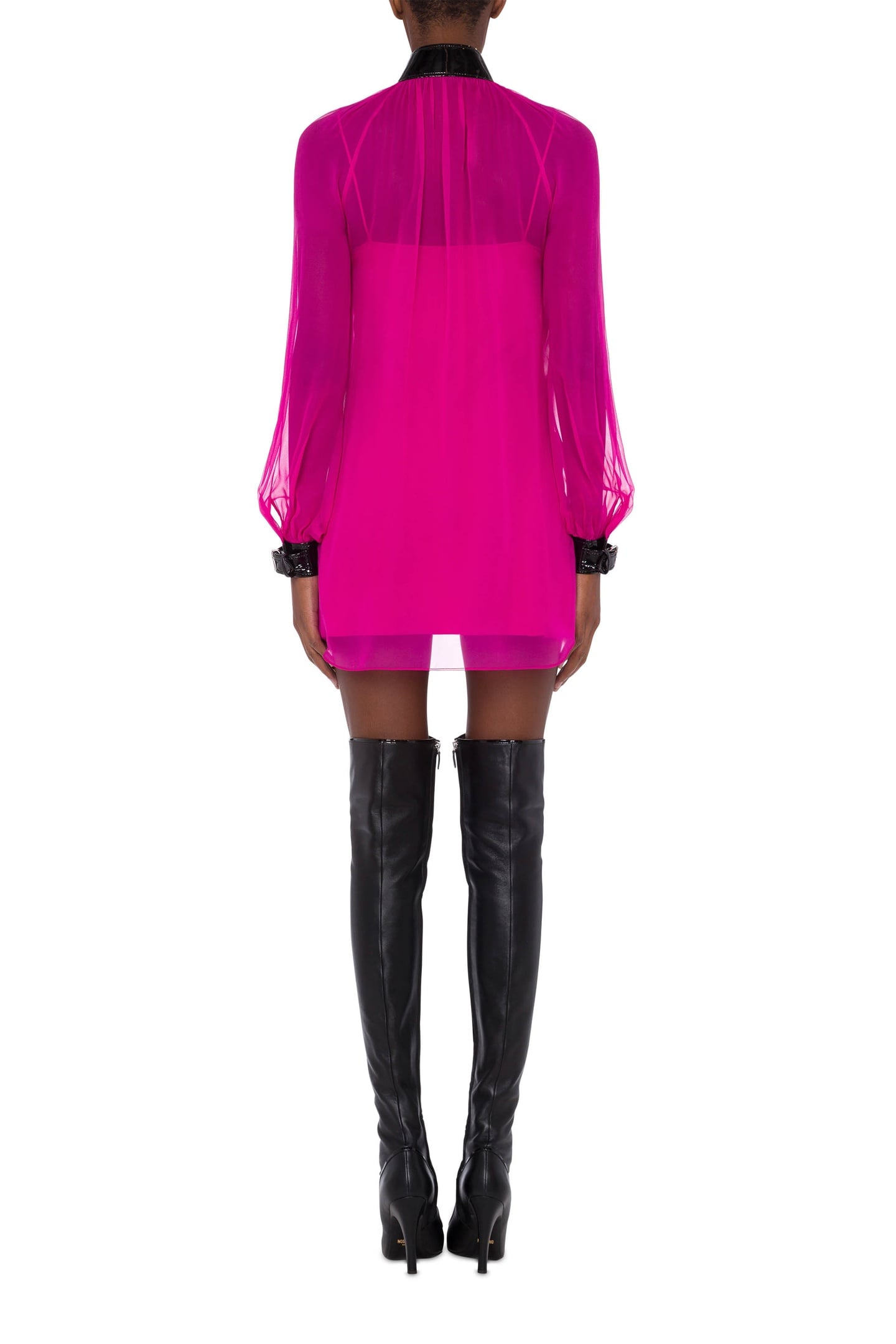 SILK CHIFFON BONDAGE BUCKLE DRESS PINK 2
