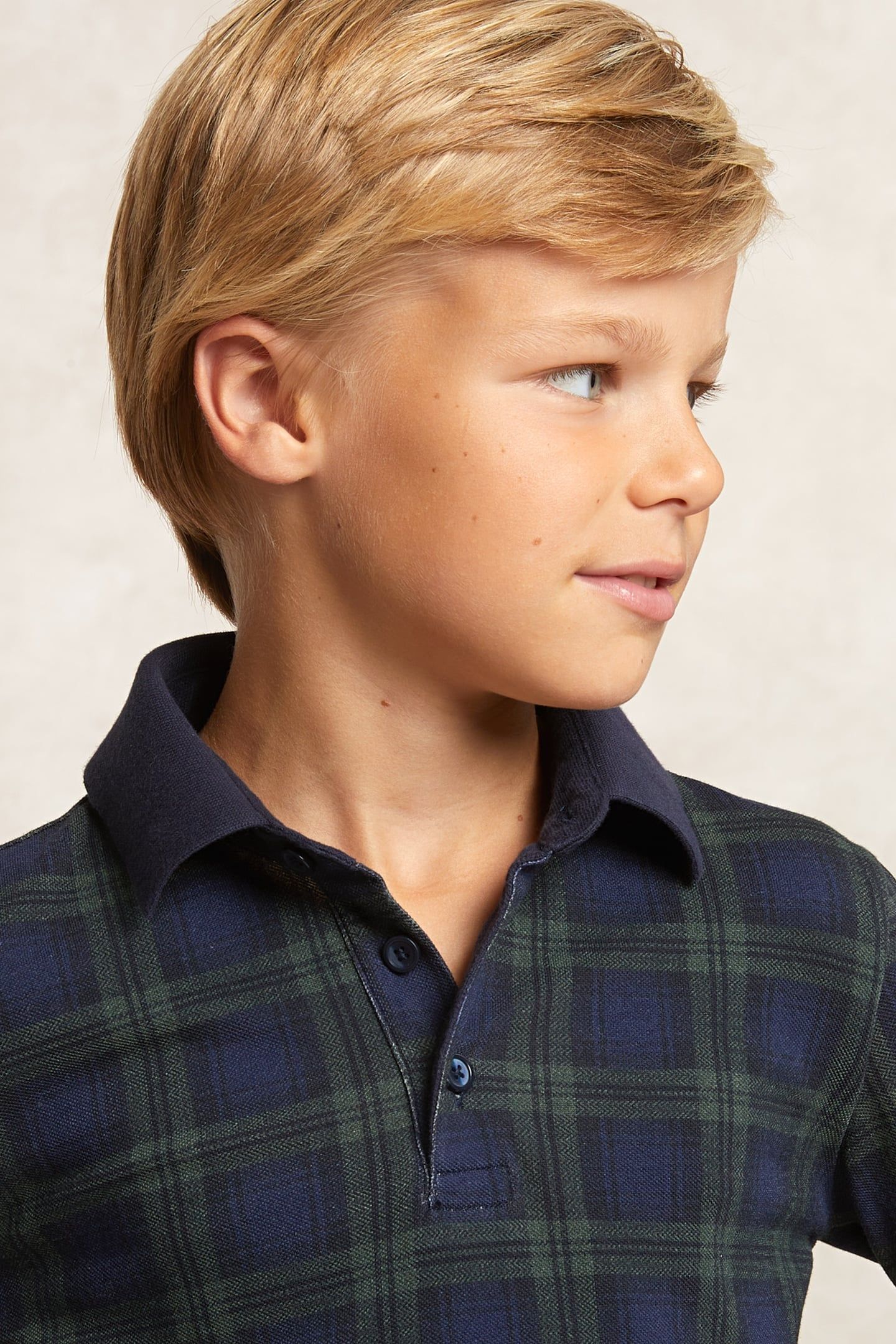 CUSTOM FIT COTTON CHECKED POLO ADMIRAL/BOTTLE BLUE 4