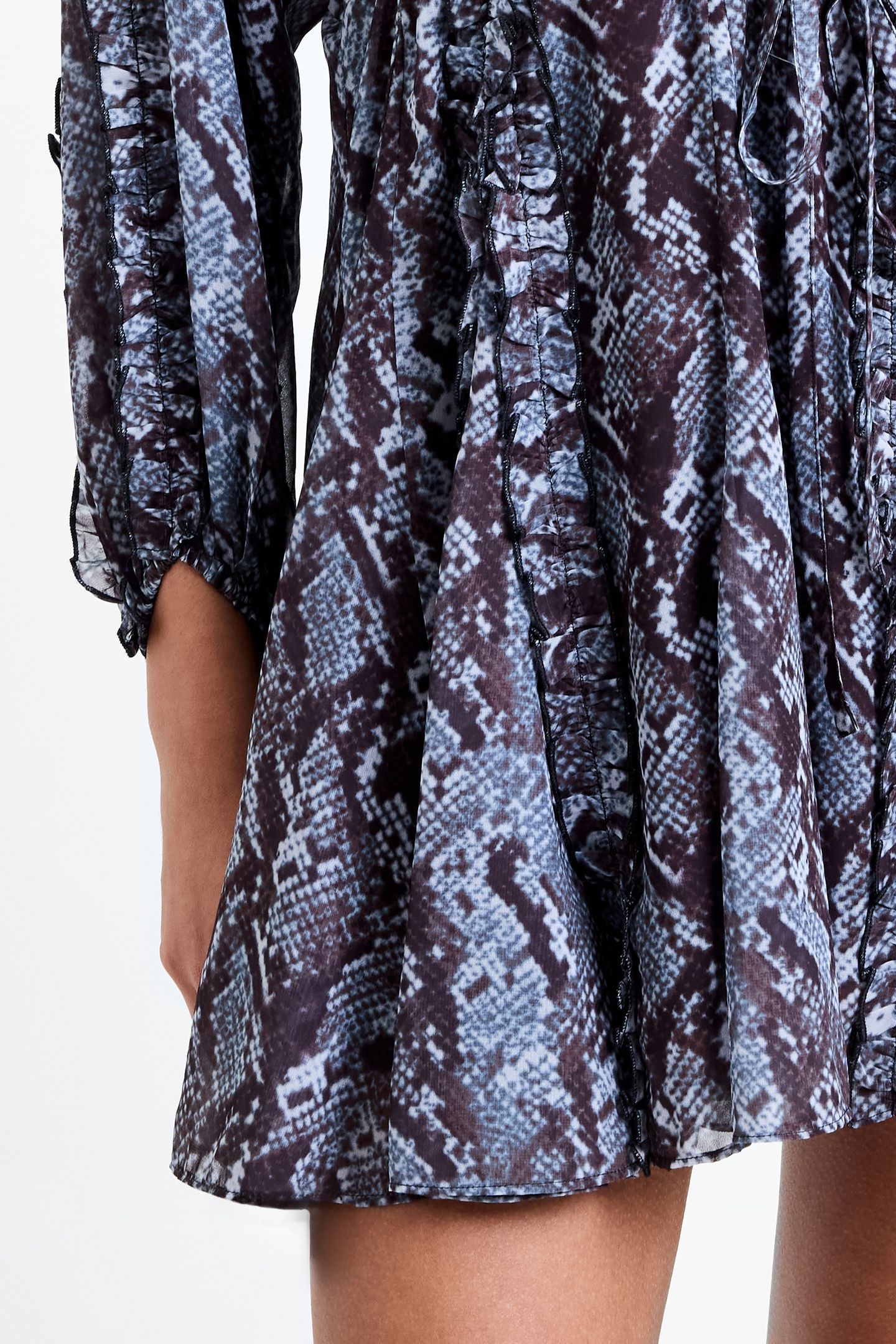 SNAKE PRINT L/S MINI DRESS BLUE MULTI 4