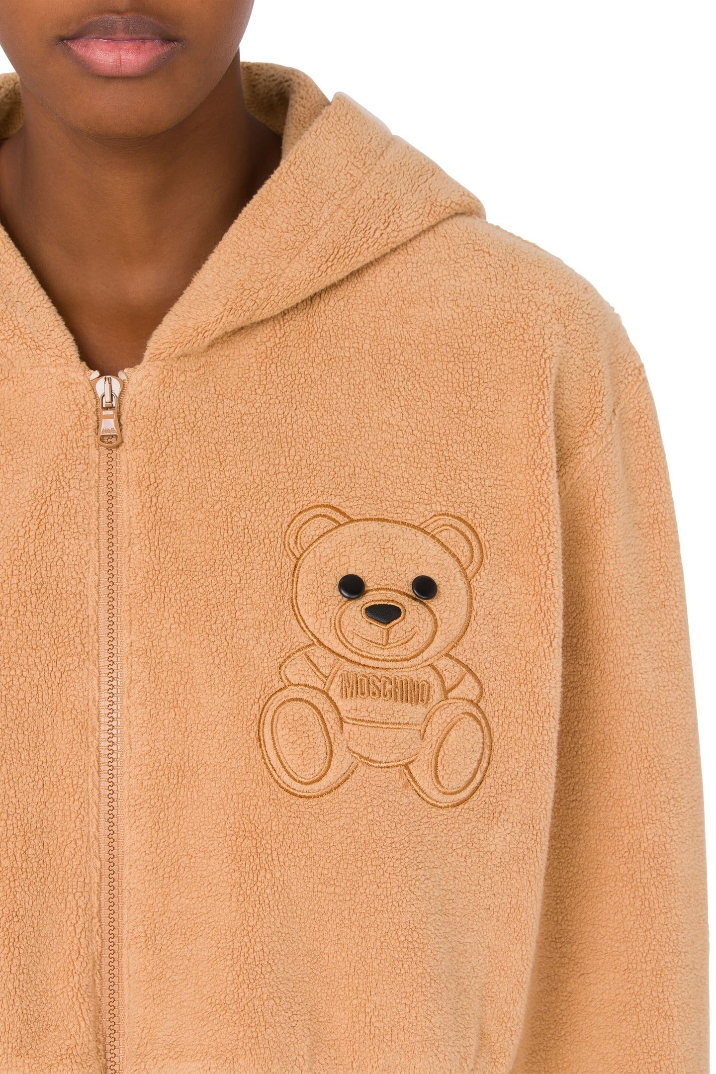 CROPPED COTTON SWEATSHIRT MOSCHINO TEDDY BEAR BEIGE 4
