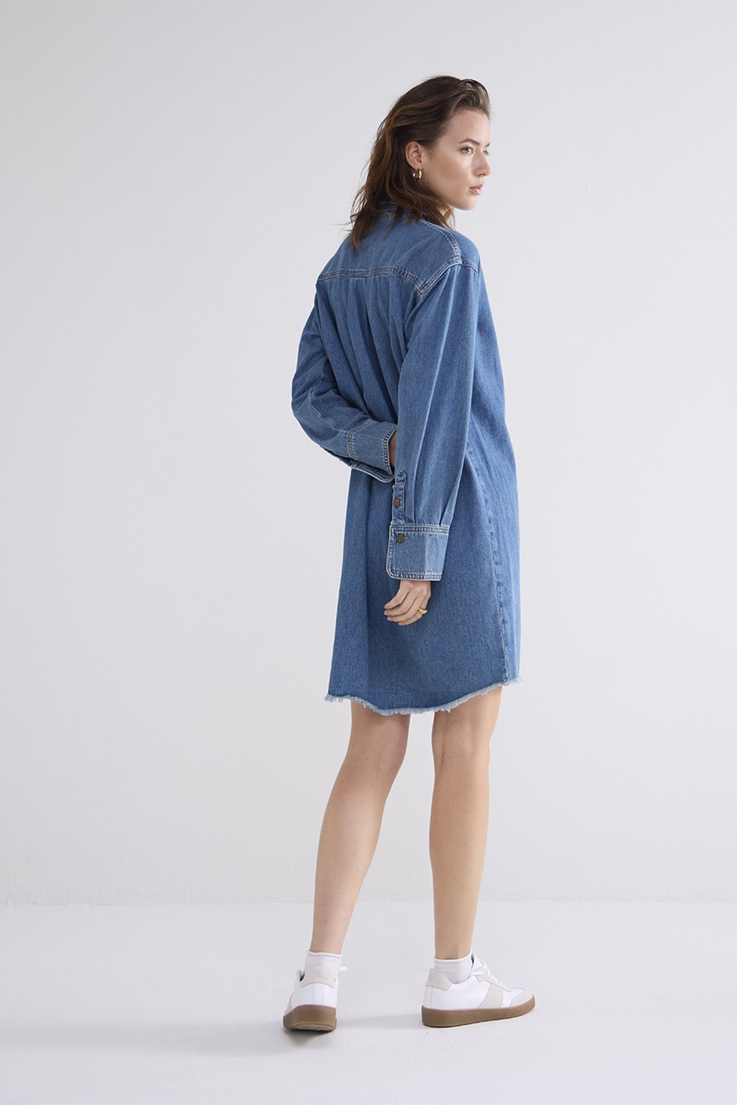 DENIM SHIRT DRESS LIGHT COTTON TWILL BLEACHED DENIM 2