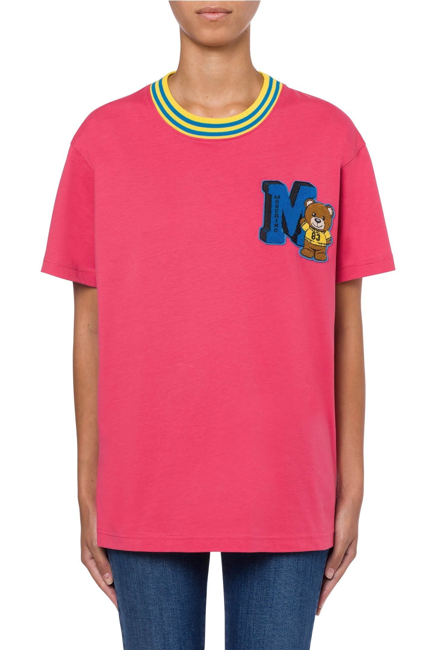 VARSITY TEDDY BEAR ORGANIC JERSEY T-SHIRT PINK 1