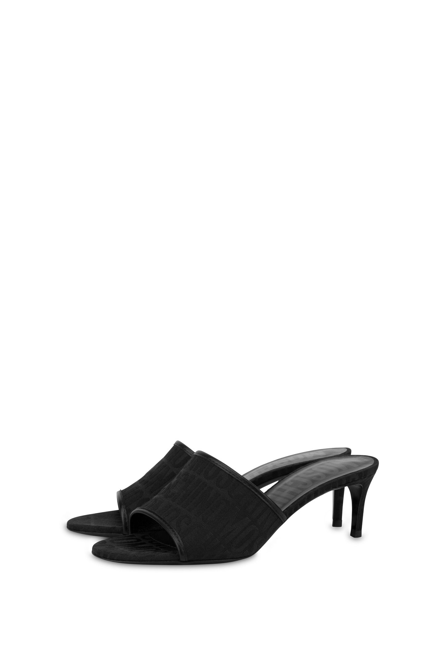 NYLON HEELED SANDALS ALLOVER LOGO BLACK 2