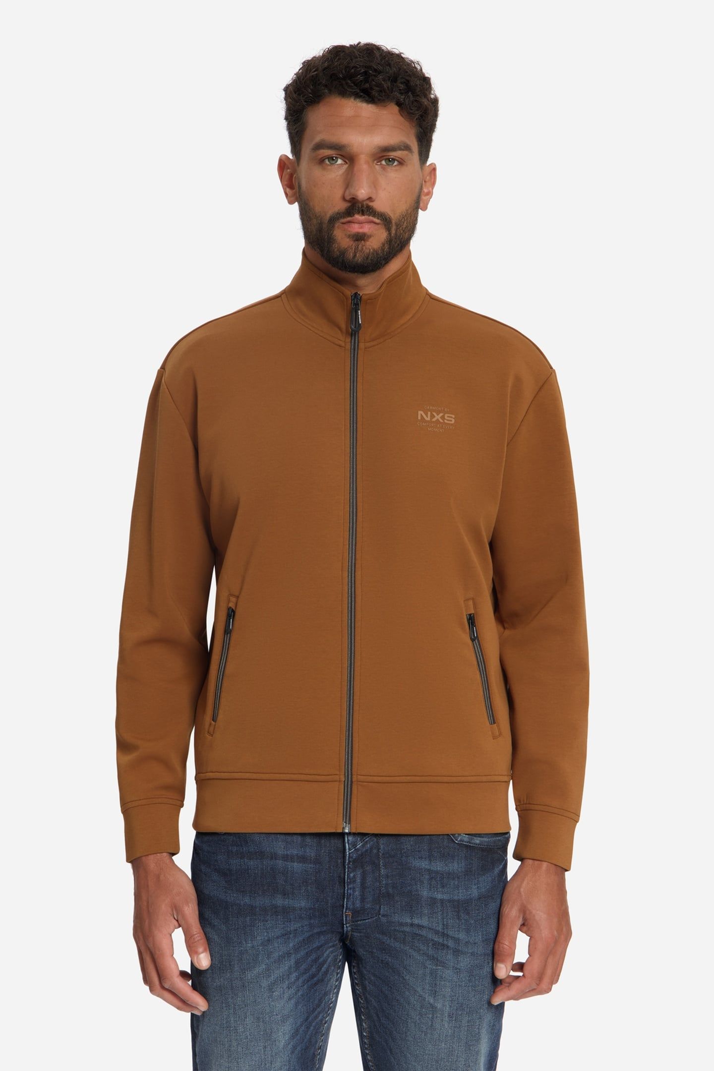 SWEATER FULL ZIP CARAMEL 1