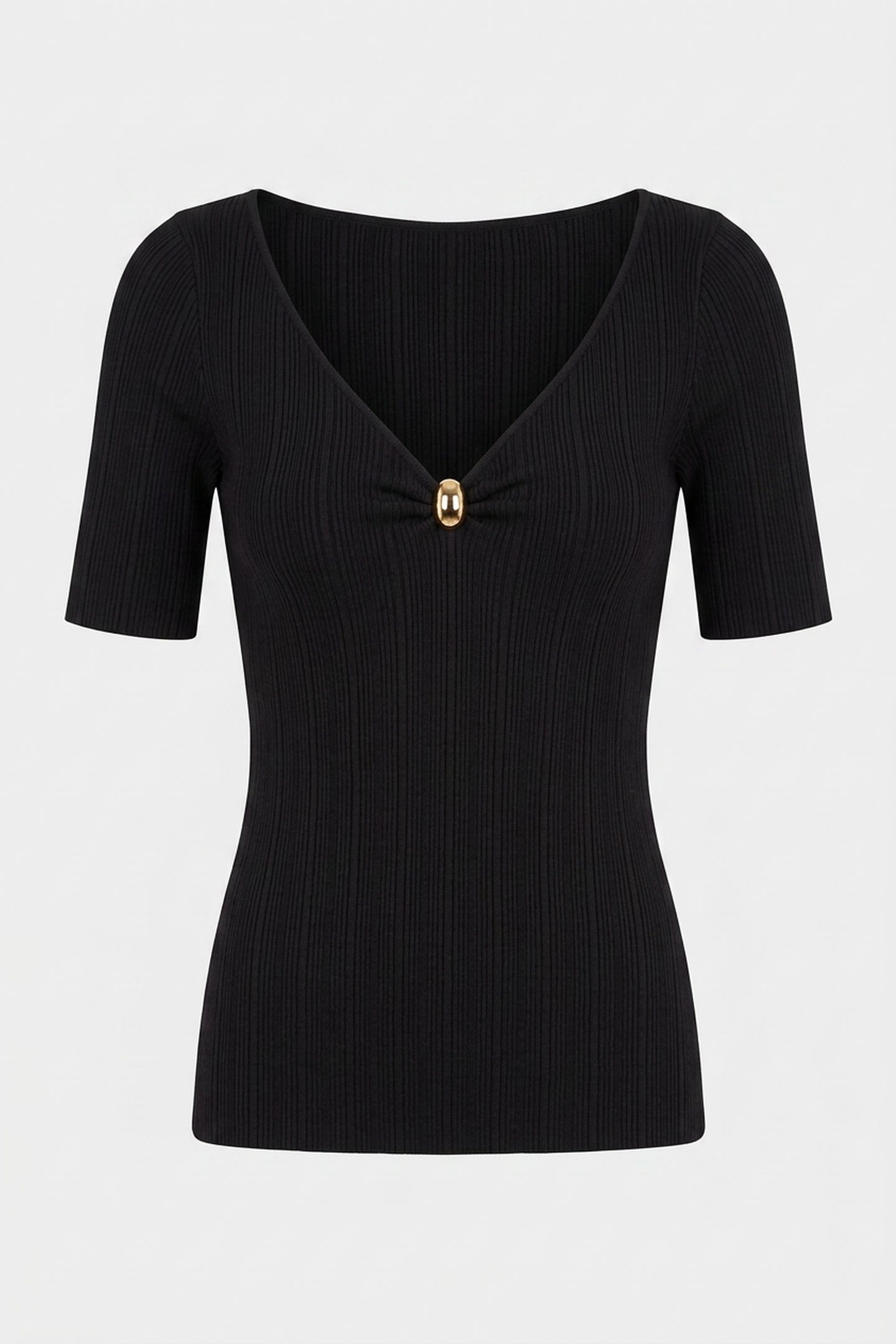 KATHLEEN SS RIBBED T JET BLACK A996 3