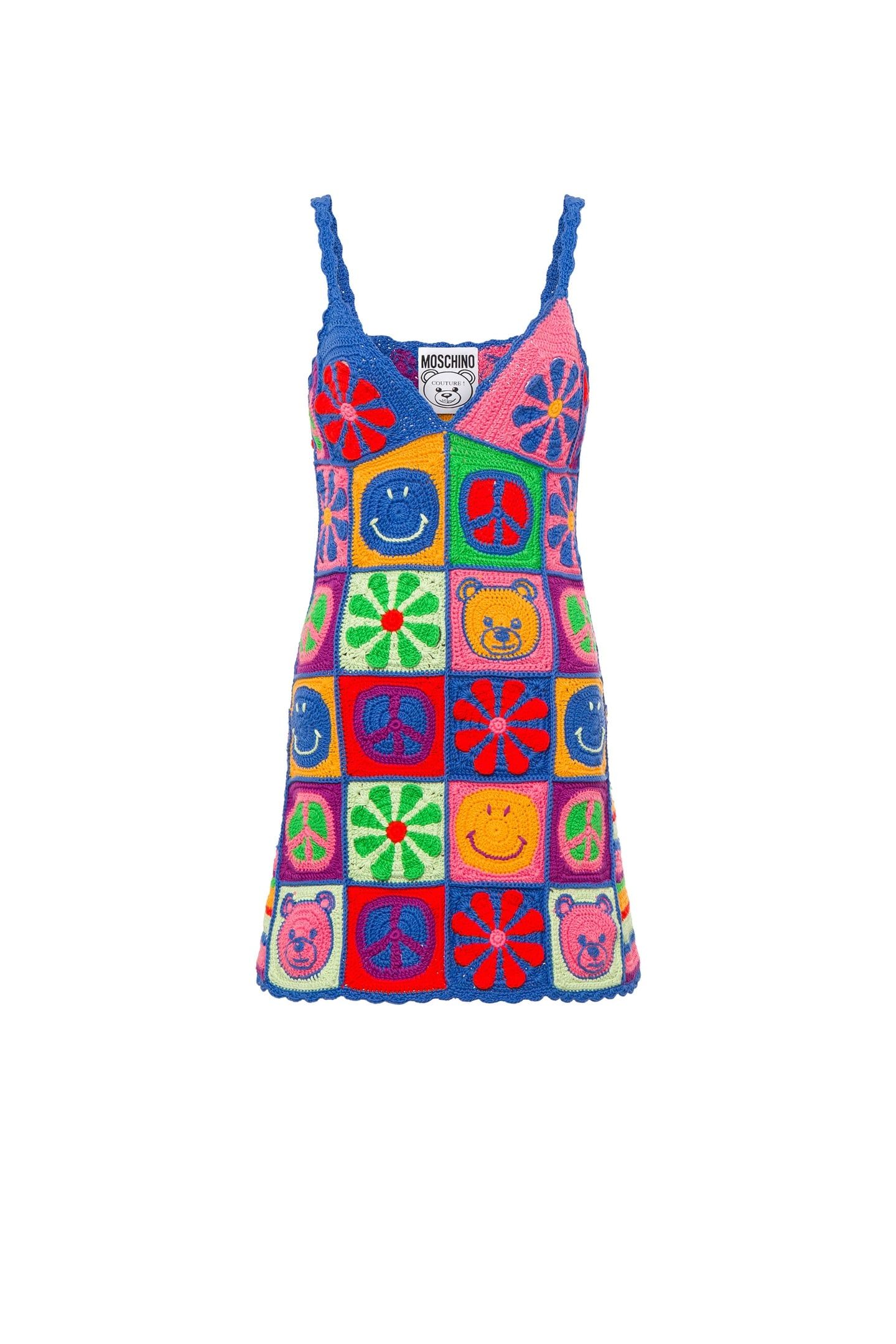 MOSCHINO SYMBOLS CROCHET DRESS MULTICOLOR 3