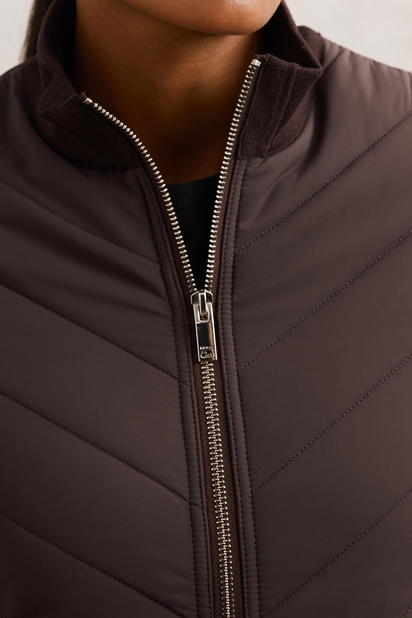 KNITTED HYBRID JACKET CHOCOLATE BROWN 5