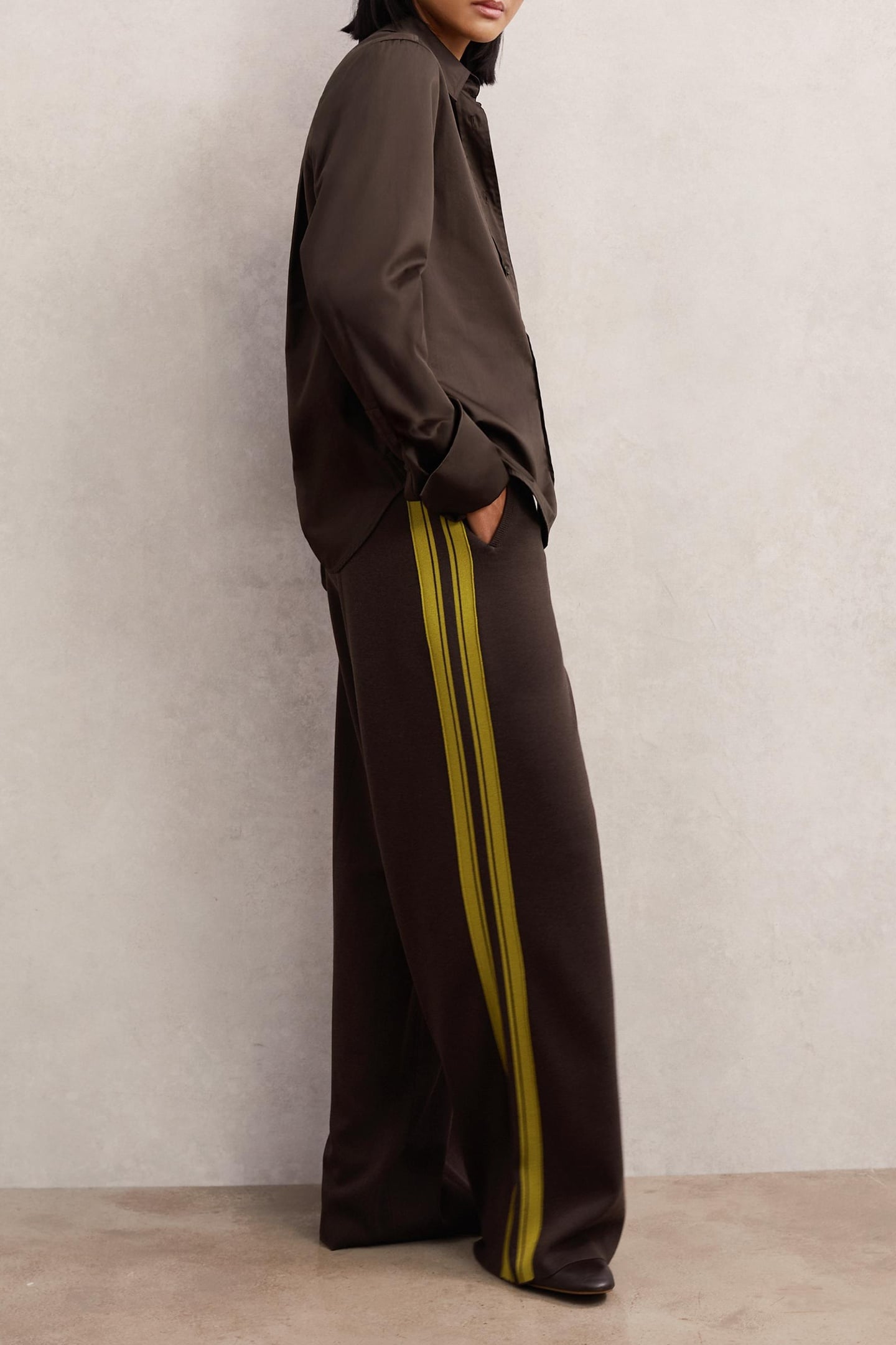 KNITTED WIDE LEG SIDE STRIPE TROUSER BERRY 3
