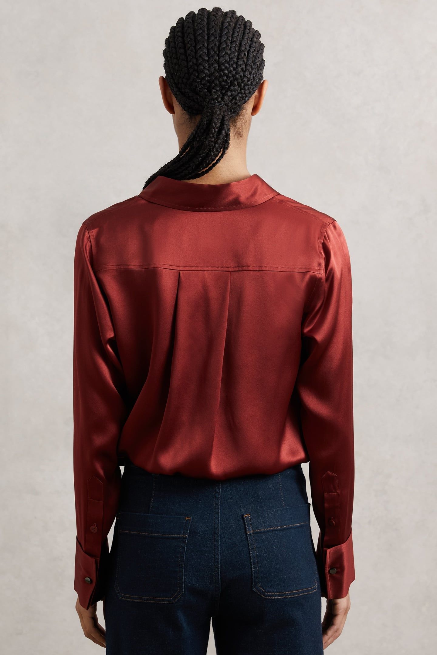 SILK SATIN SHIRT DARK RED 3
