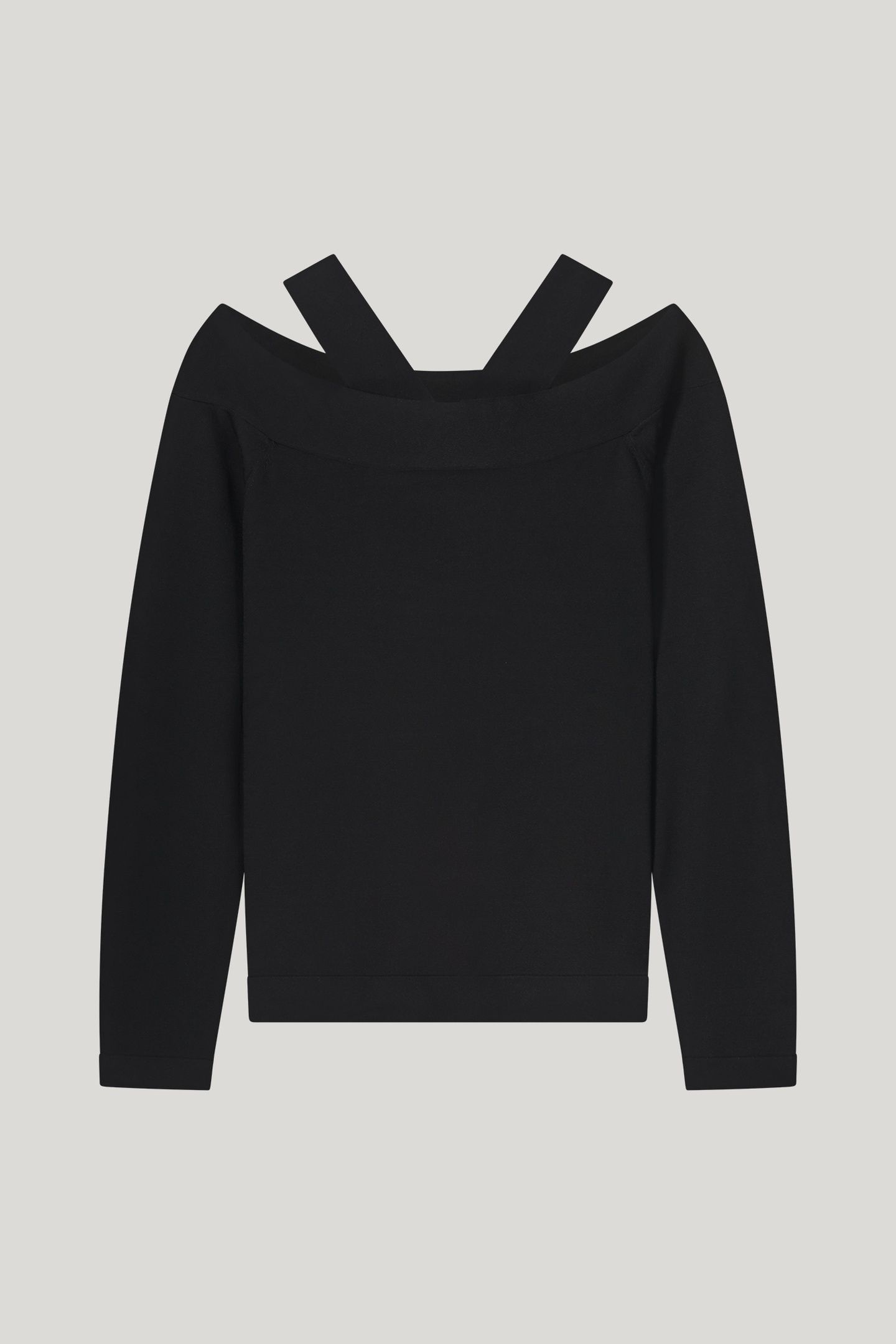 BARE SHOULDER TOP DULL VISCOSE POLYAMIDE KNIT BLACK 3