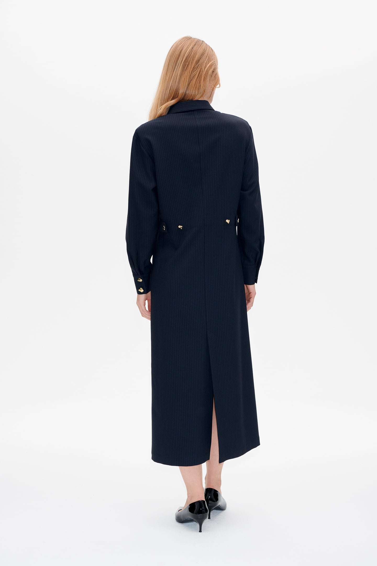 ANNELLA DRESS BLACKISH PINSTRIPE 2