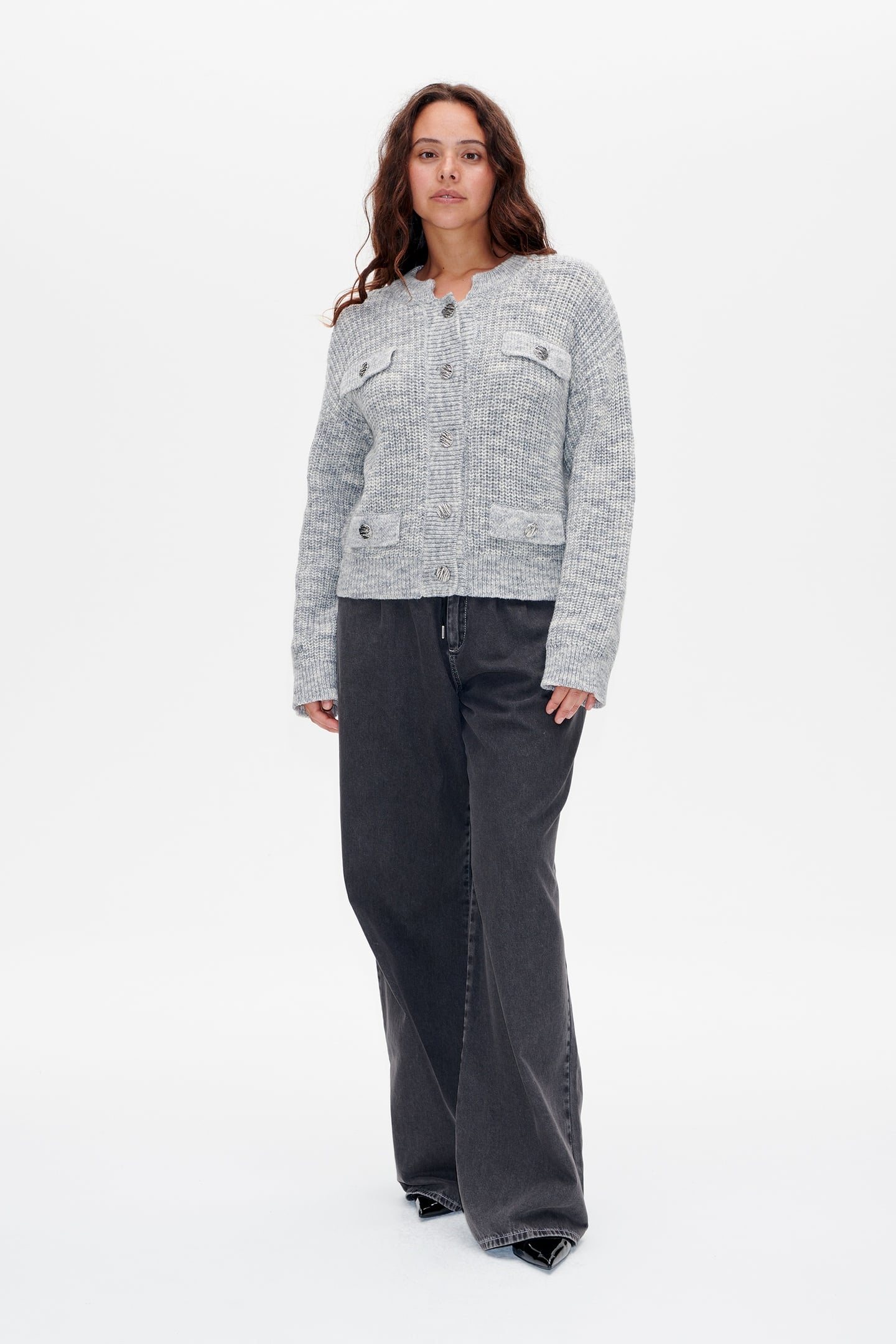 CAT CARDIGAN SILVERGREY MELANGE 1