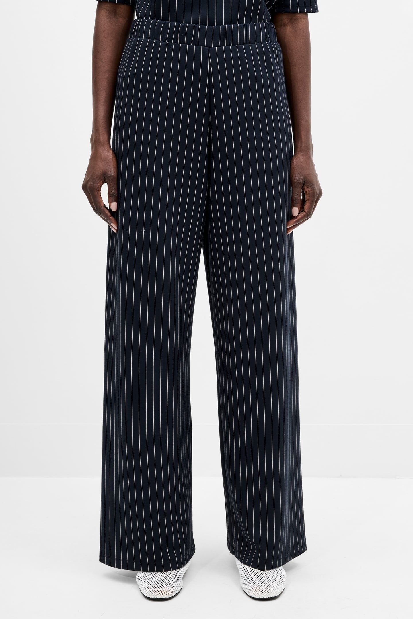 REGINA JERSEY WIDE LEG TROUSER NAVY/WHITE 2