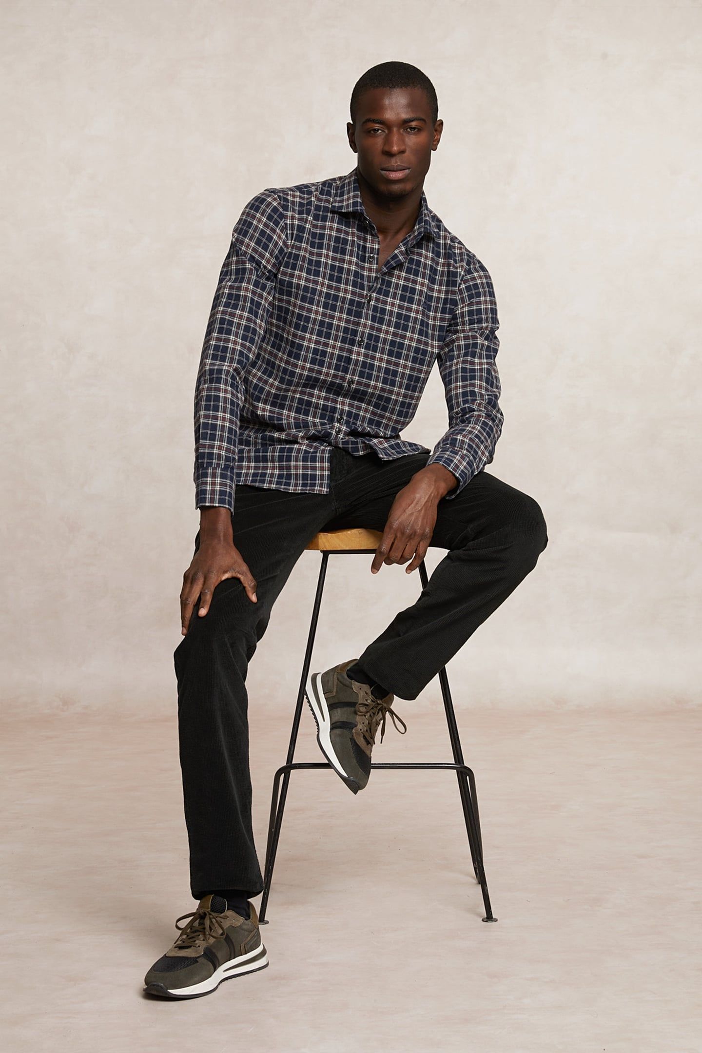 SLIM FIT CHECKED FLANNEL SHIRT BLUE/RED 1