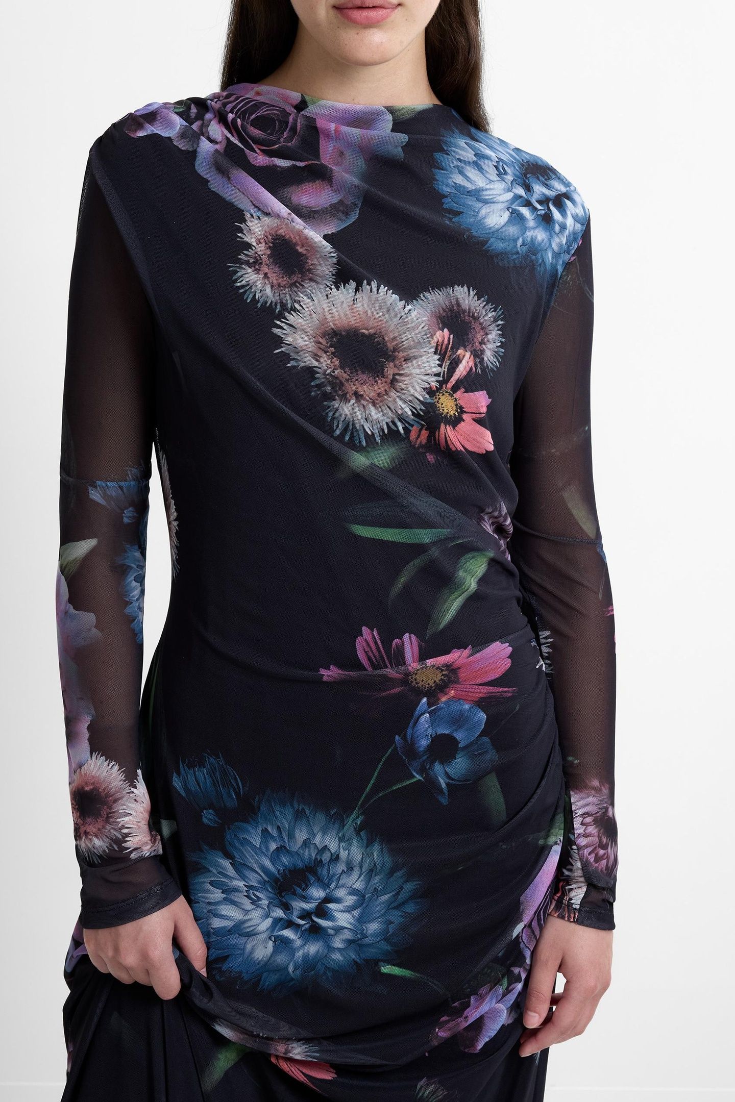 TARISSA MESH ROSE DRESS ROSE BLACK MULTI 4