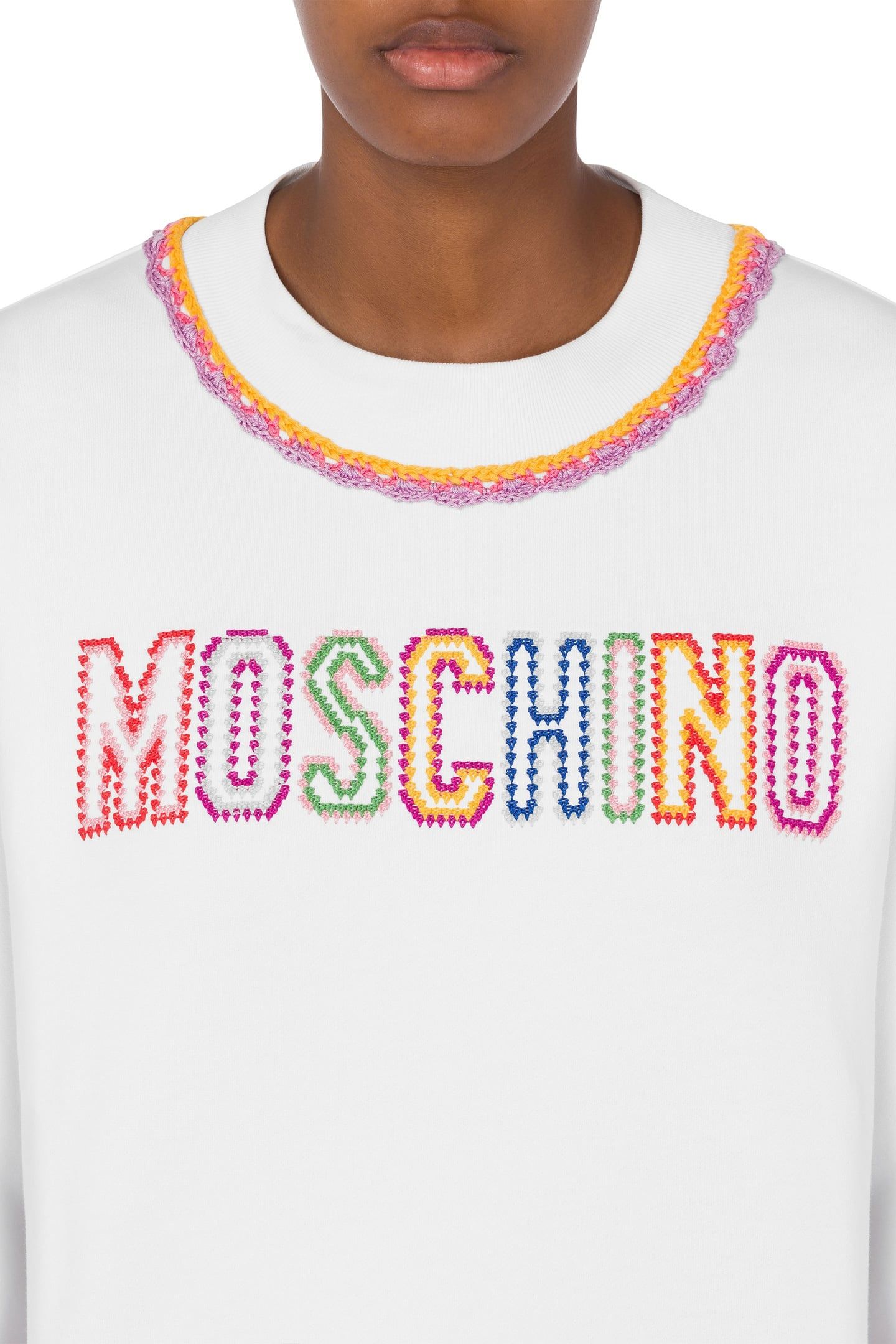 ORGANIC COTTON SWEATSHIRT CROCHET DETAILS WHITE 4