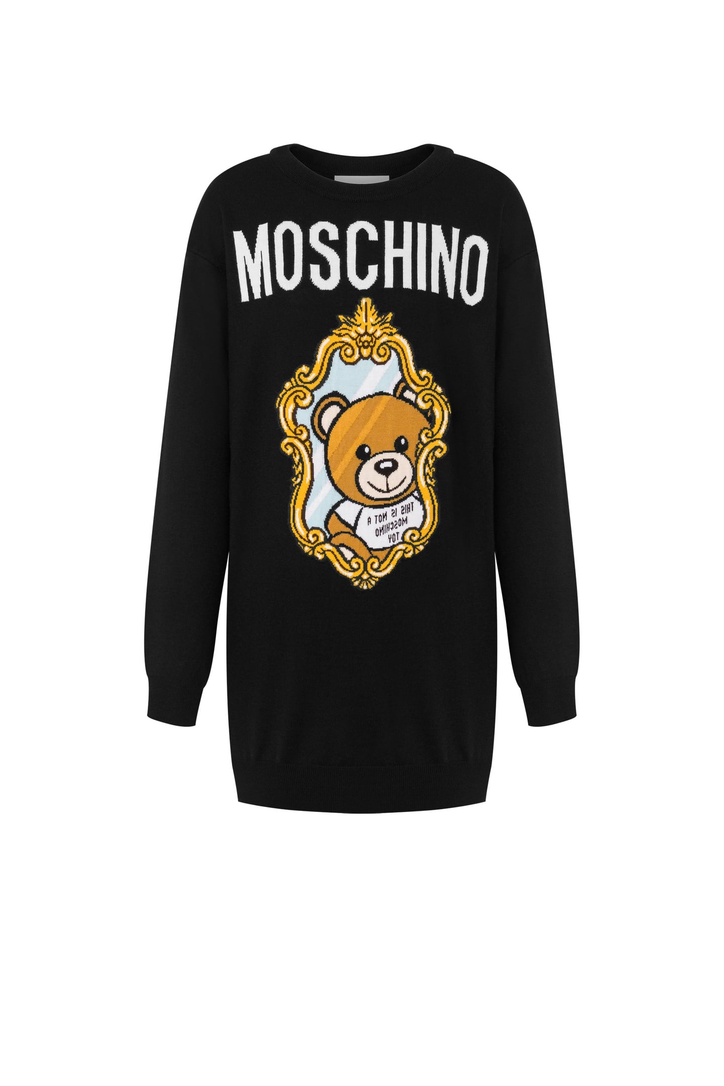 WOOL DRESS MIRROR TEDDY BEAR BLACK 3